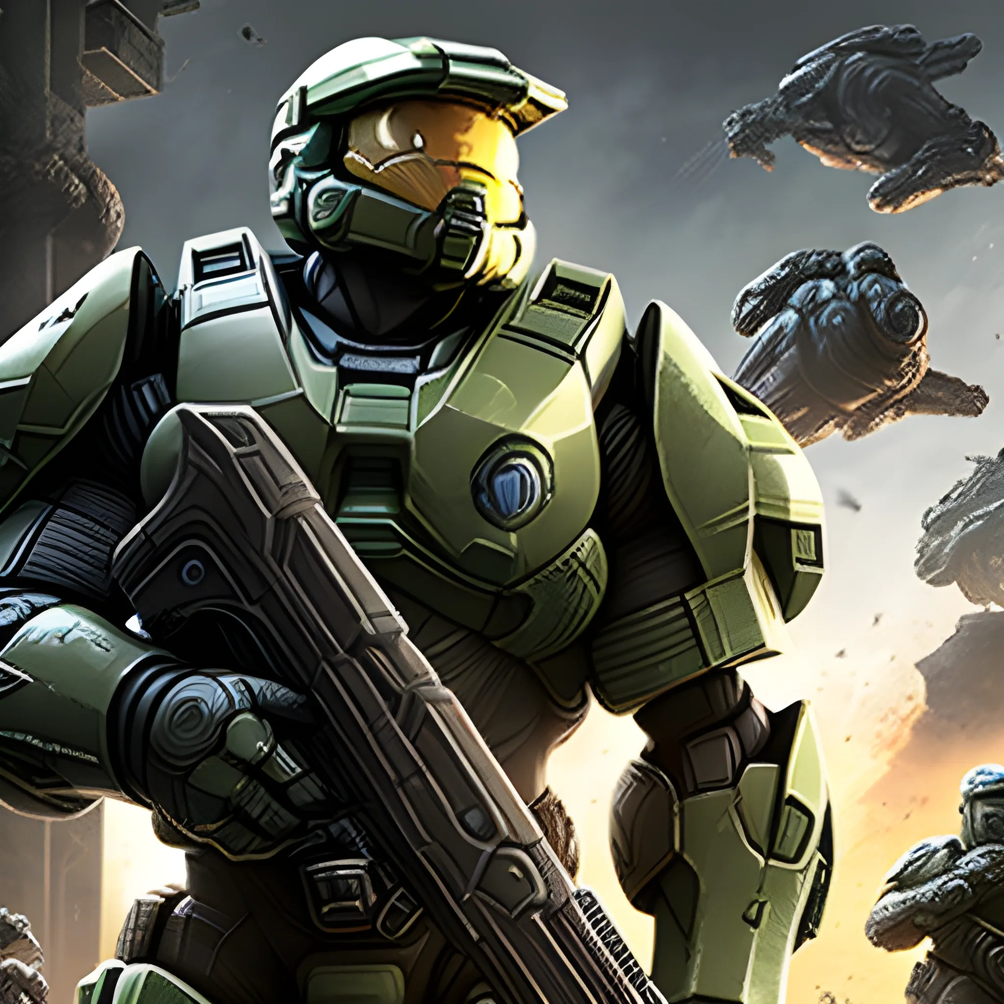 Master Chief de halo en el universo de gears of War 