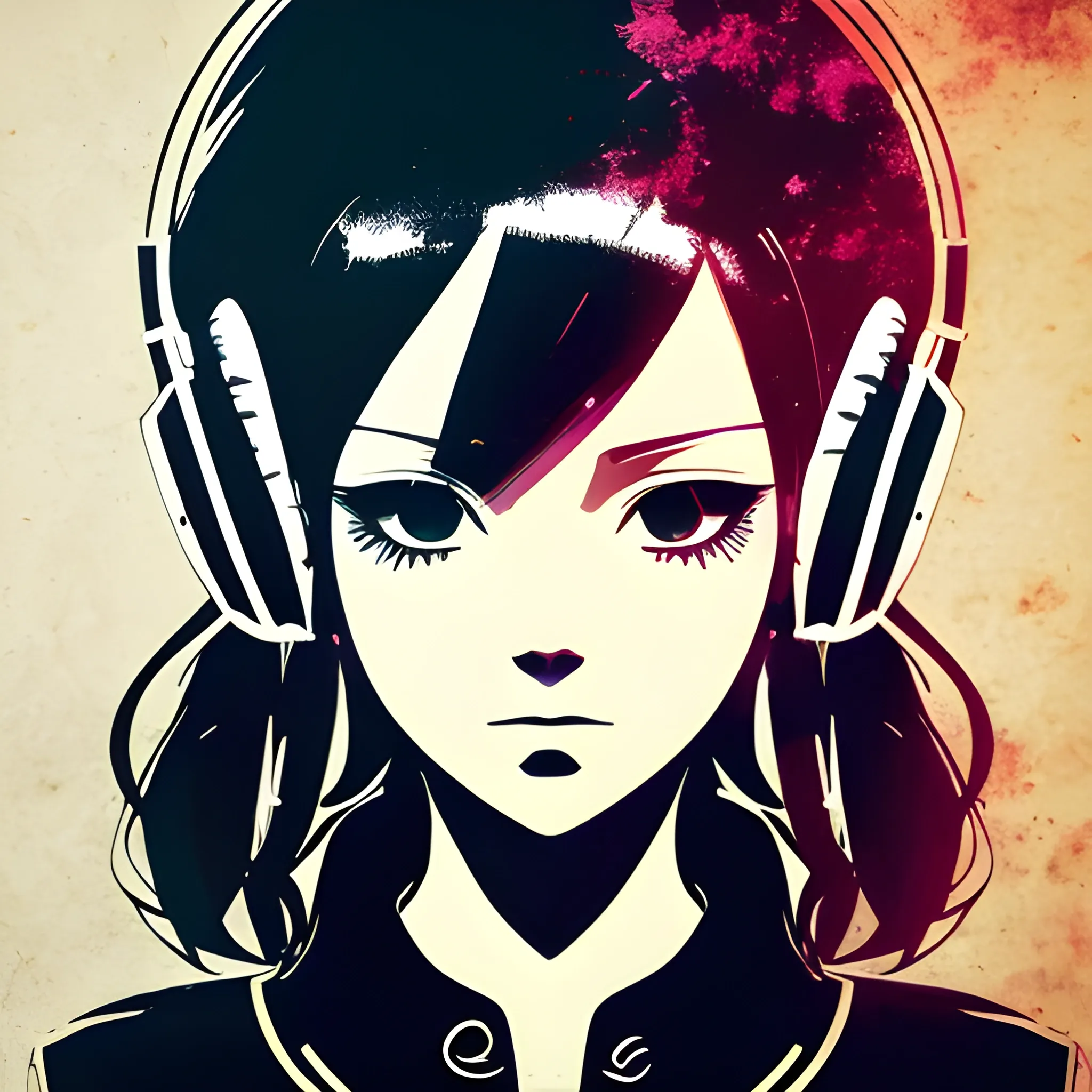 "High-resolution 4K anime style portrait featuring music elements. The character should have a creative, artistic appearance with musical themes like notes, instruments, or sound waves integrated into their design. They should wear a stylish outfit inspired by musical motifs, such as a jacket with musical symbols or headphones as a fashion accessory. The background should be rich with abstract musical patterns or instrument silhouettes. The overall mood should be vibrant and artistic."
