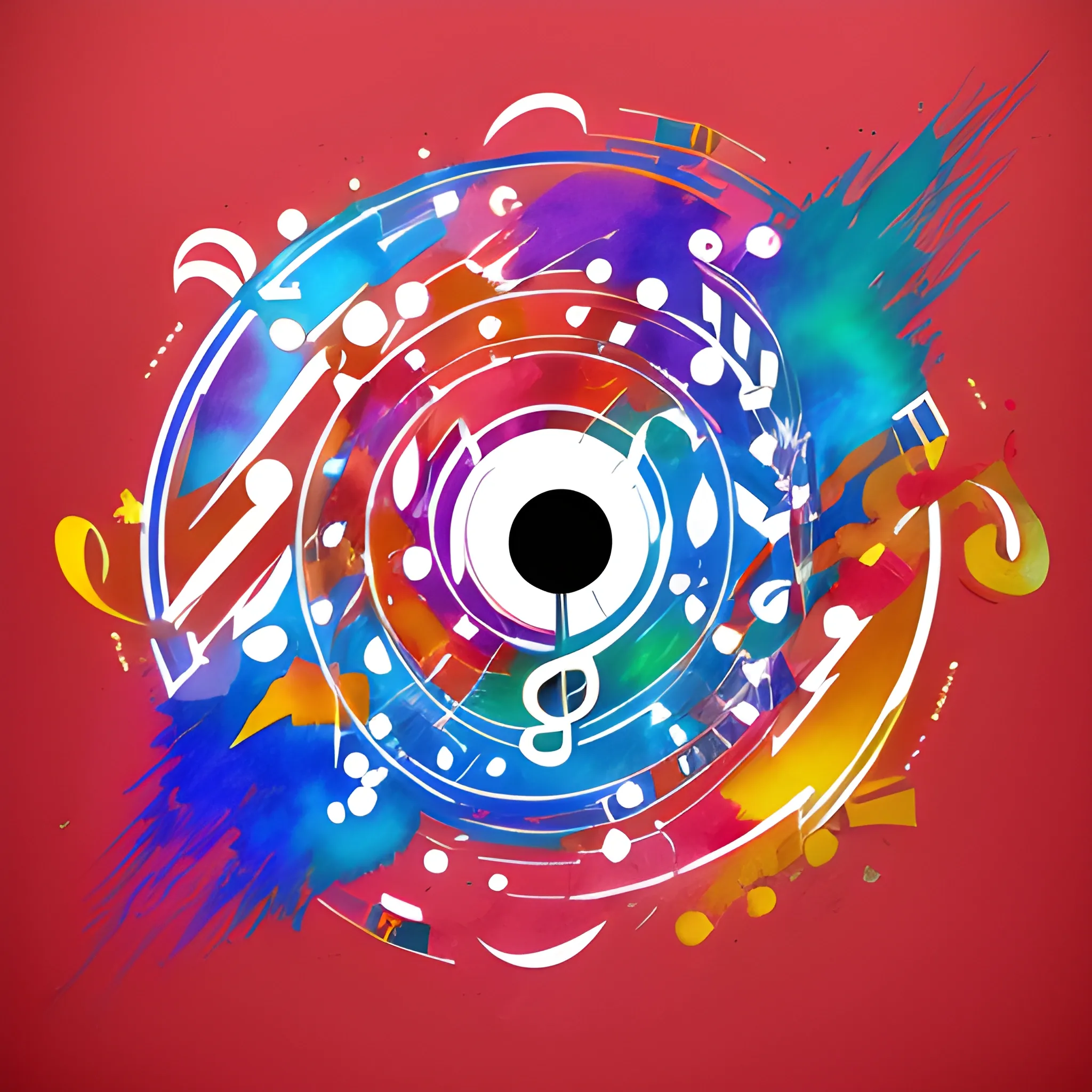 anime-style avatar featuring abstract musical elements. The design should include stylized musical symbols like notes, treble clefs, and abstract representations of instruments such as pianos or guitars. Incorporate vibrant, colorful patterns and dynamic shapes to evoke the essence of music. The composition should be artistic and engaging, focusing on musical themes without depicting specific characters.", 3D, Cartoon, Water Color, Oil Painting