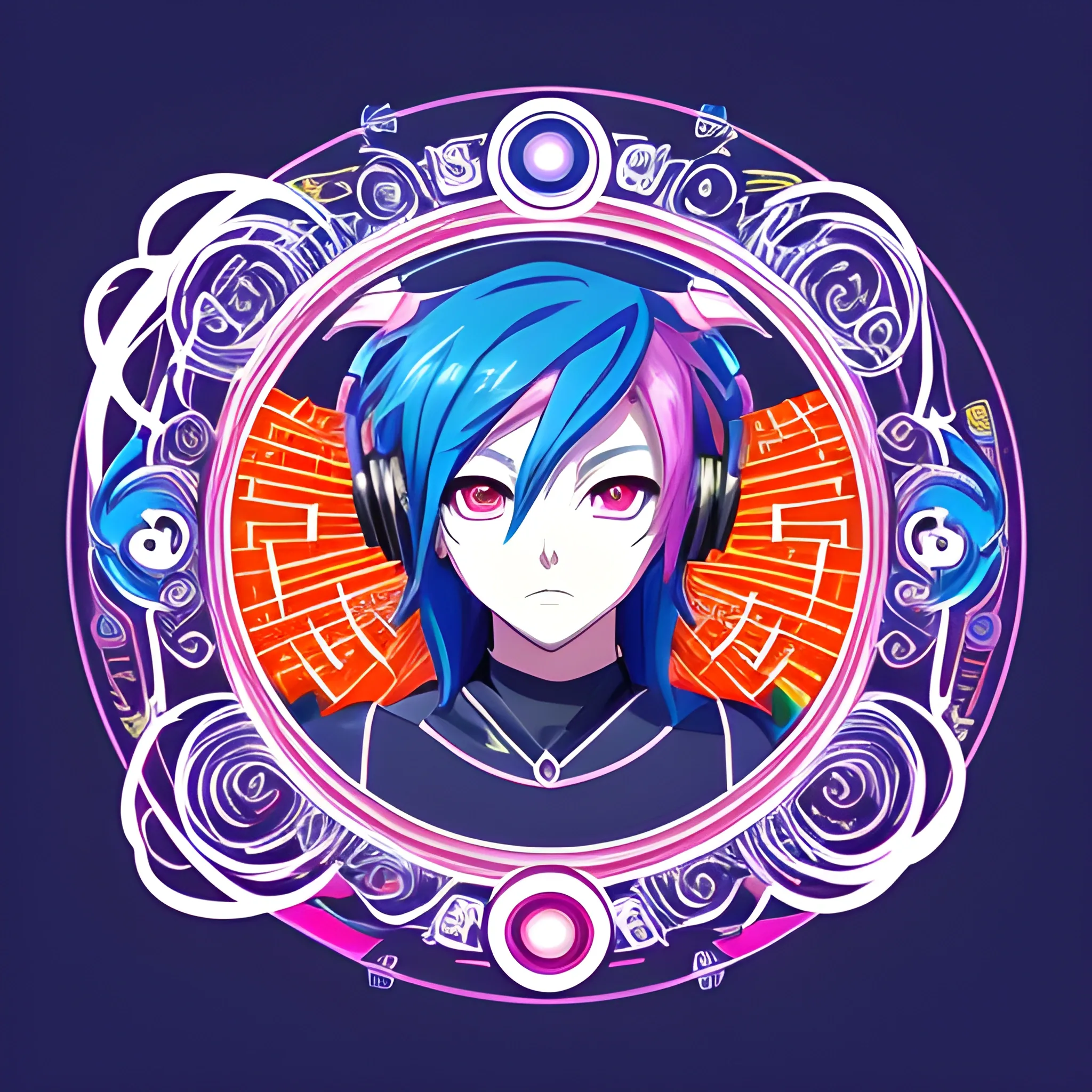 "Anime-style avatar with a focus on music elements. Create an artistic and abstract design incorporating musical symbols like notes, clefs, and sound waves. The image should feature vibrant colors and dynamic patterns, emphasizing the essence of music in a stylized and visually striking manner. The design should be intricate and detailed, presented in high-resolution 4K."
