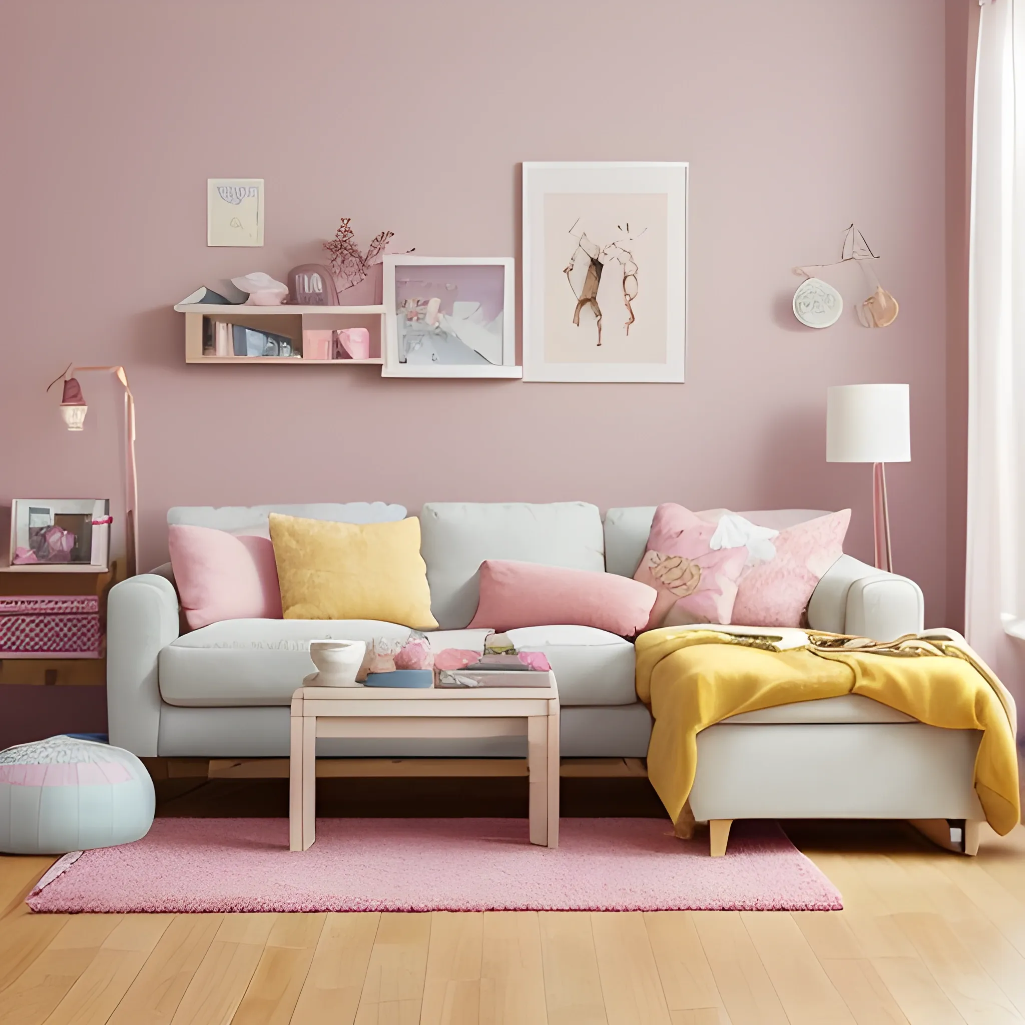 A casual, inviting background showcasing a variety of products including plush toys, gadgets, and home items. Use a balanced color palette with soft pastel shades like light pinks, blues, and muted yellows to create a welcoming atmosphere. The lighting should be warm and natural, emphasizing the diversity of the products in a cozy and approachable setting. The scene should feel relaxed and friendly, perfect for a promotional post without overwhelming the viewer.