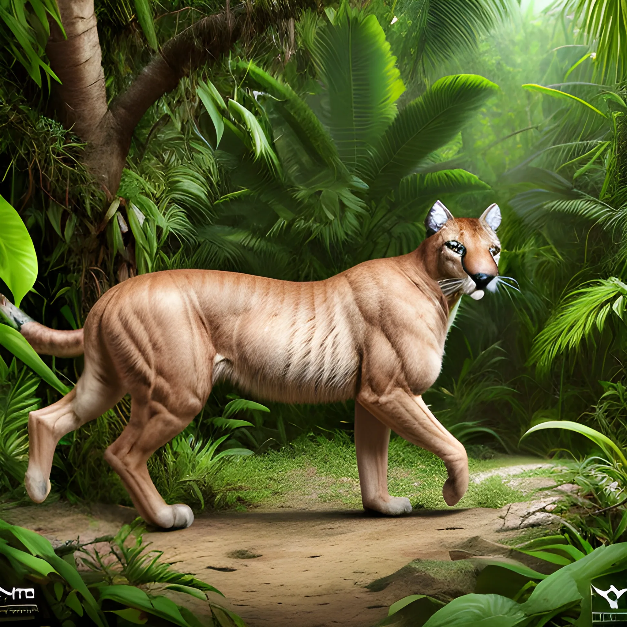 Majestic puma in tropical forest ultra high definition 8k realistic reality