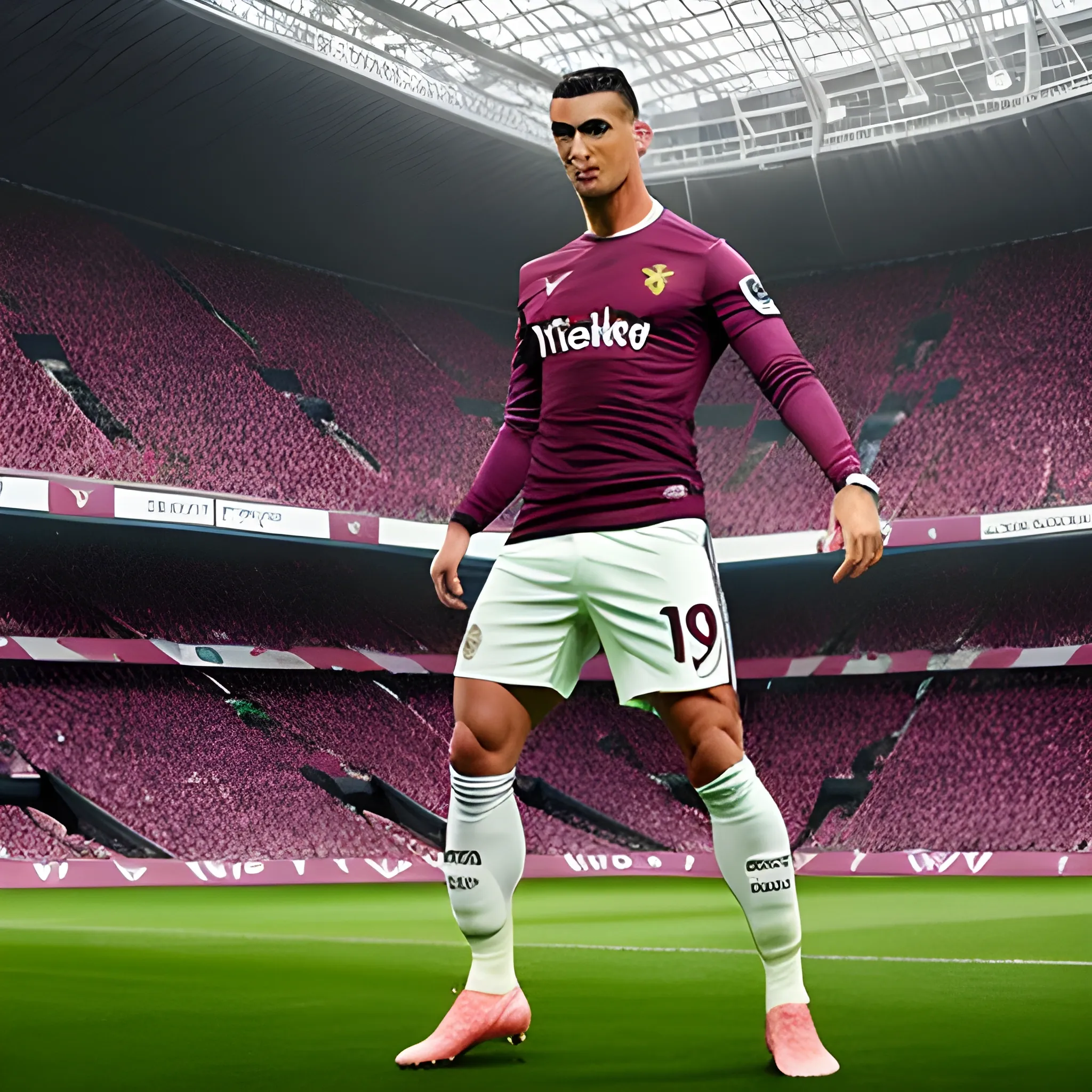 CRISTIANO RONALDO showing off West Ham new kit  in stadium full body 