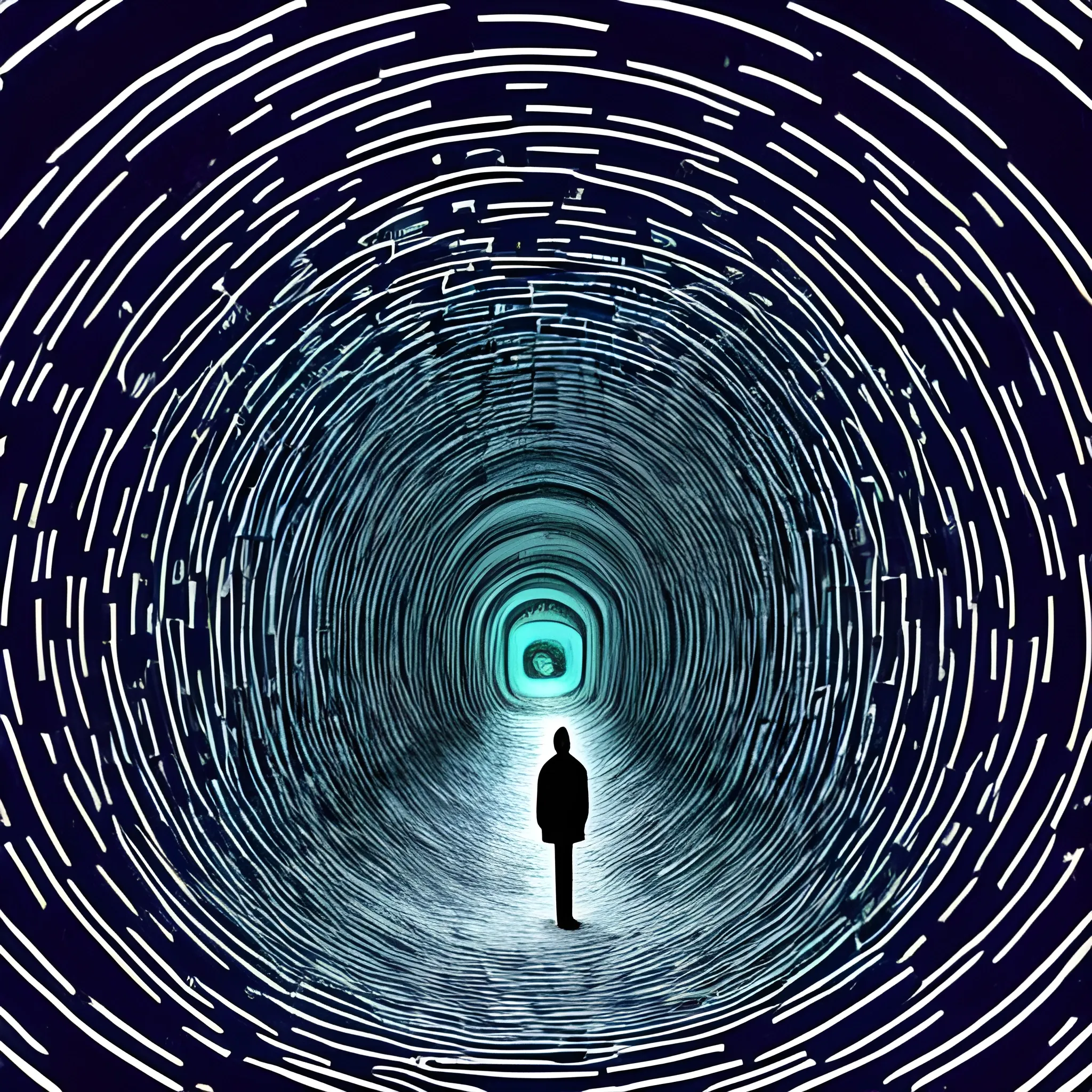 A person lost in a dark labyrinth, Trippy