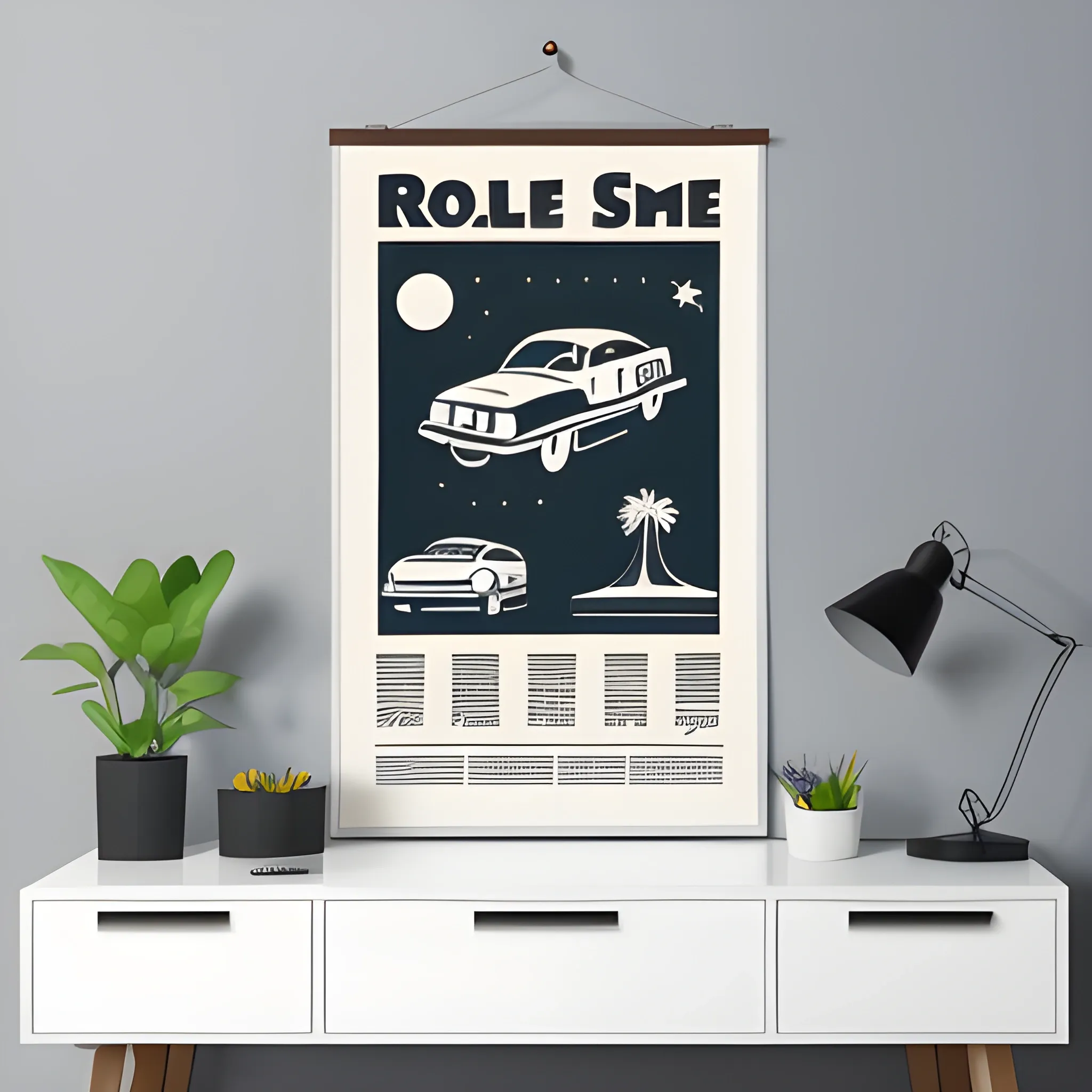 a simple vector clipart, a poster that rolls up, hangs on the wall