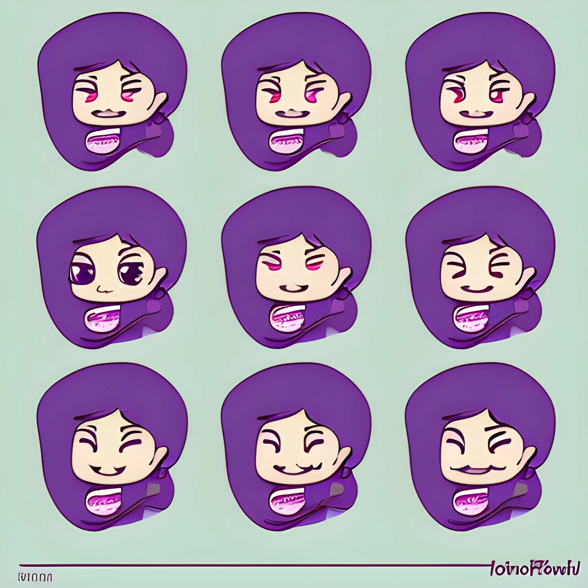 Emotion sheet for a character, concept art, character design, expressive emotions, cartoon style, 2d illustration, mascot, purple octopus, octopus character in different emotional states, expression, hyperbolization, hypertrophied expression of emotions, character sheet for reference, Jendi Tartakovsky, Loish, trend in artstation, characters on a white background, interesting ideas for a reference, telegram sticker, Cartoon