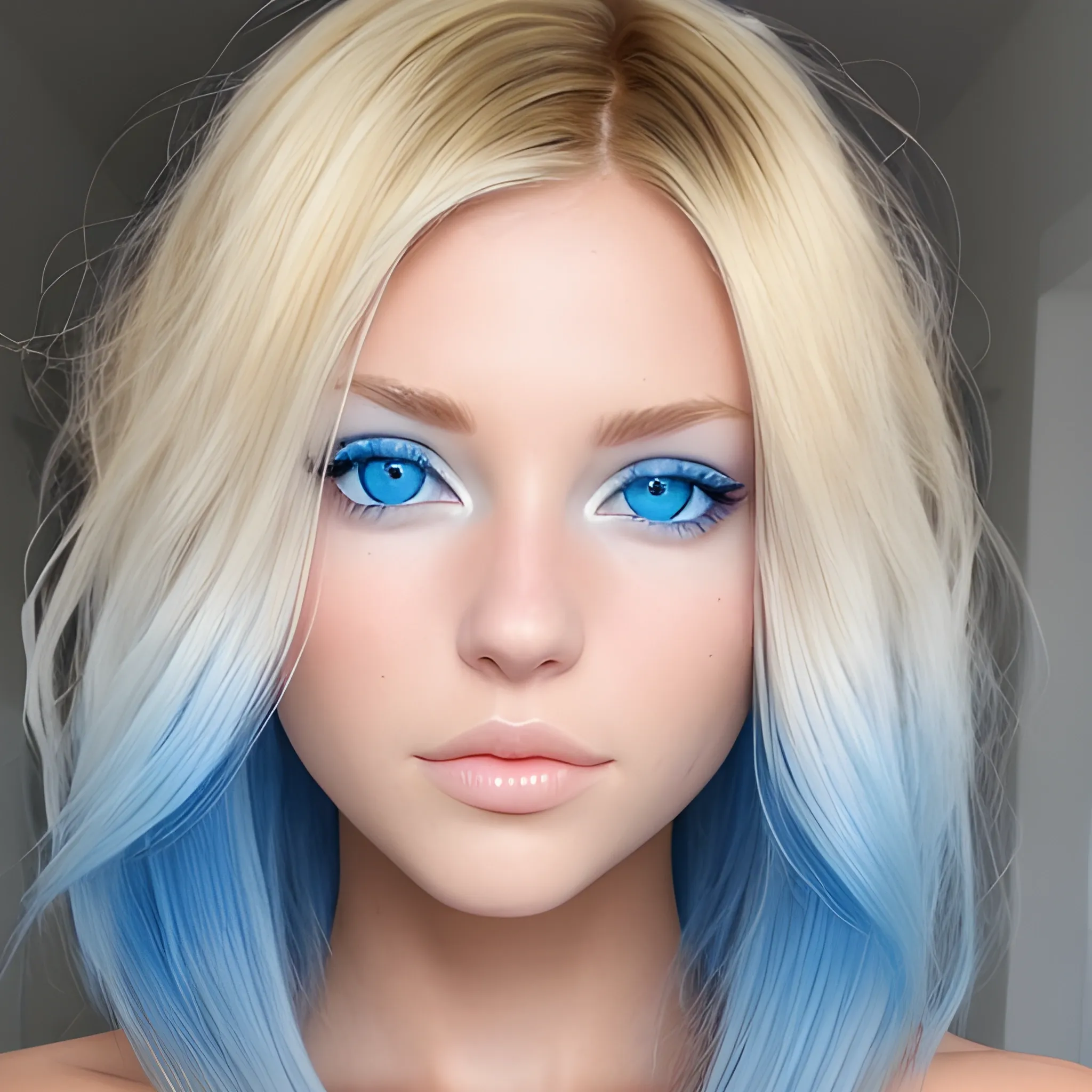 Ombre blonde, blue eyes female