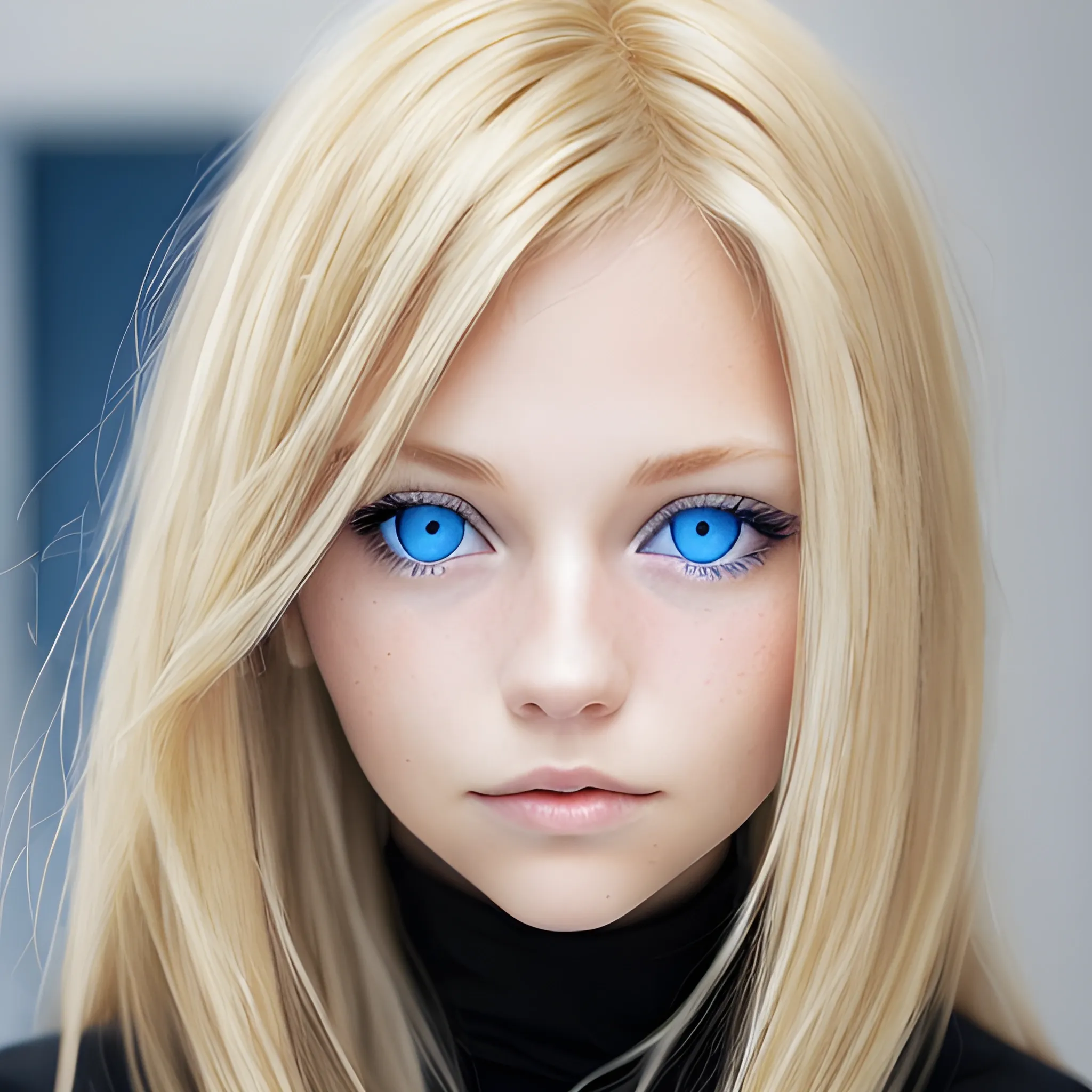 Blonde hair female with blue eyes