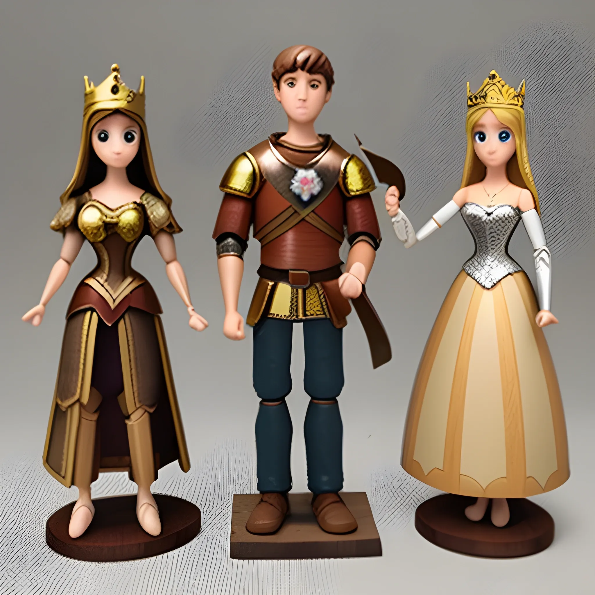 An image of a 20 year old guy holding with one hand his phone and with the other moving wood crafted figures of a princess and a knight.