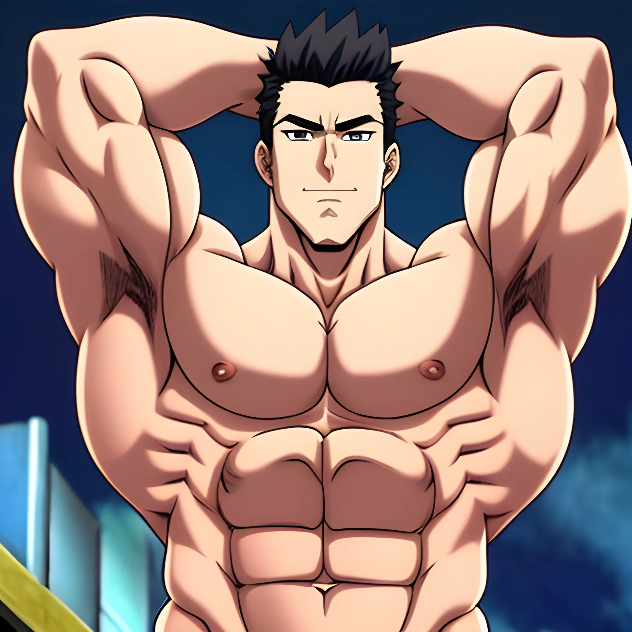 Big bulge muscular man anime