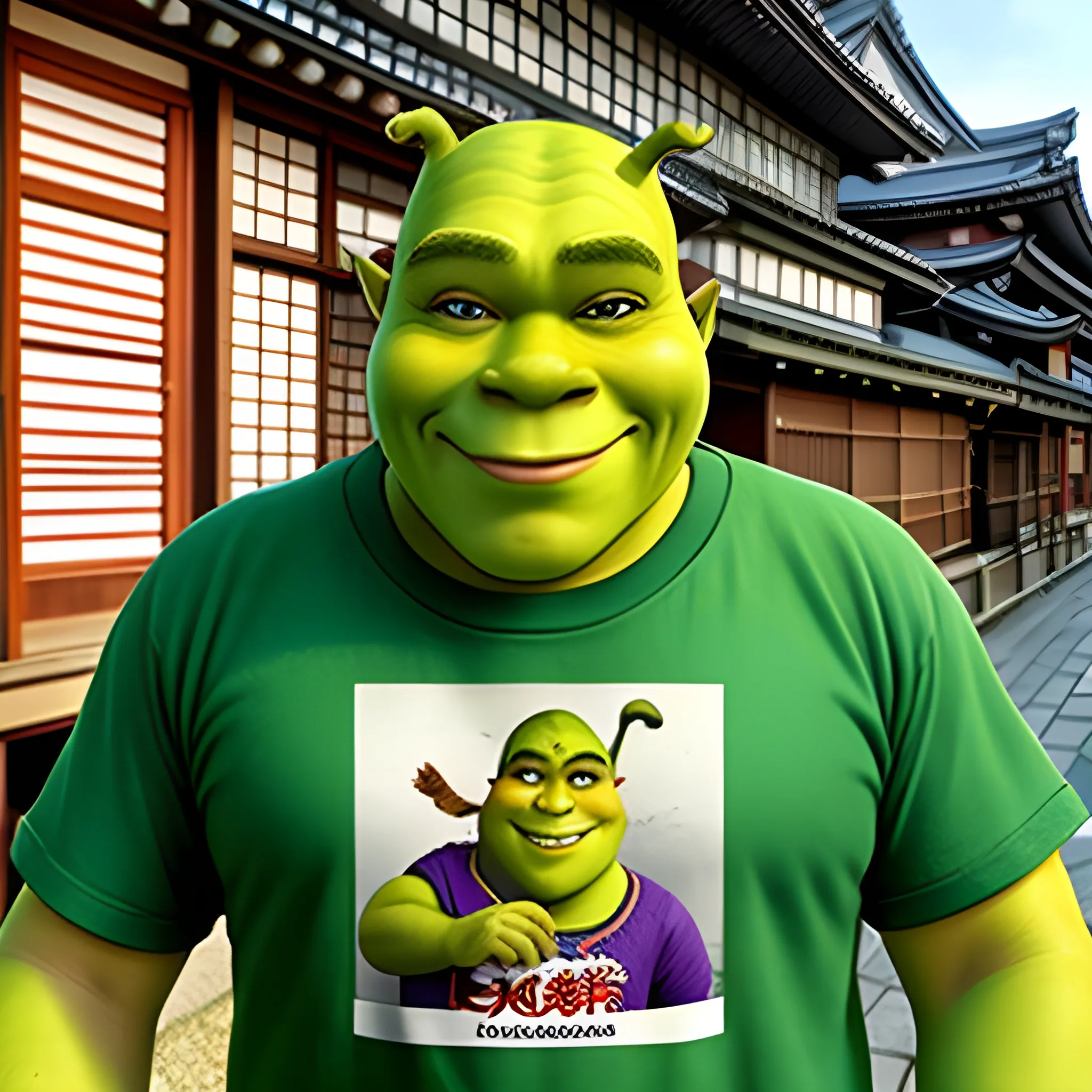 shrek en japon con camiseta
