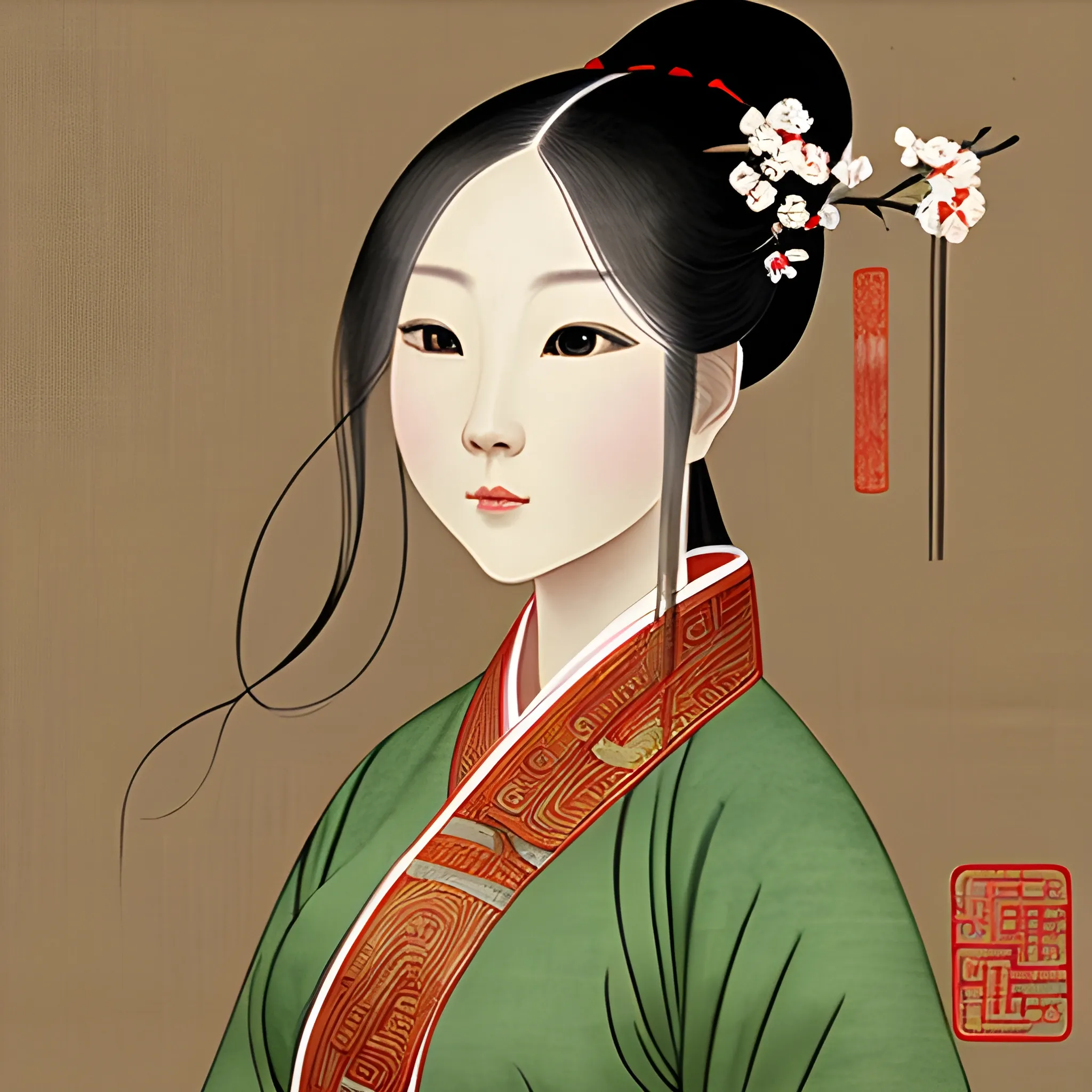 Pictures of ladies in ancient Chinese traditional painting style, elegant, master paintings