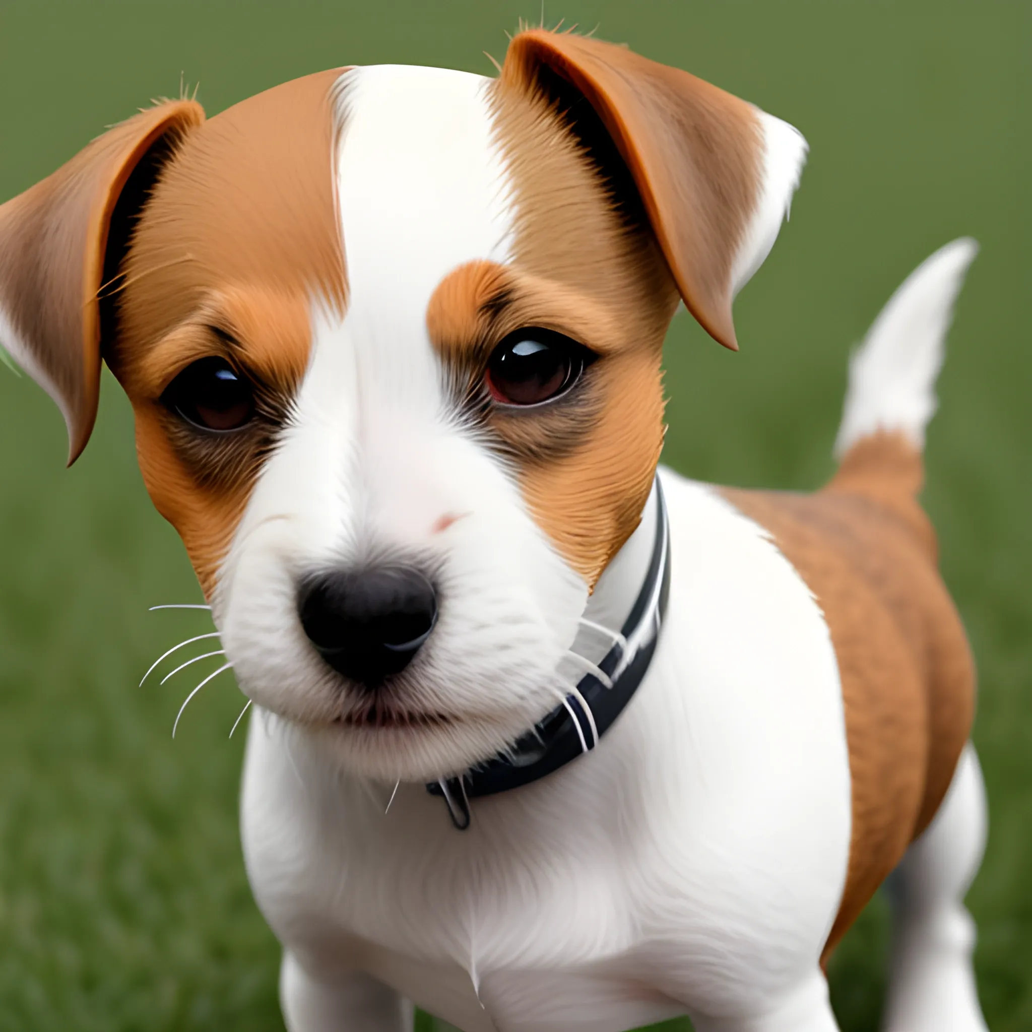 Male Jack Russel terrier with half his head white and half his head brown 