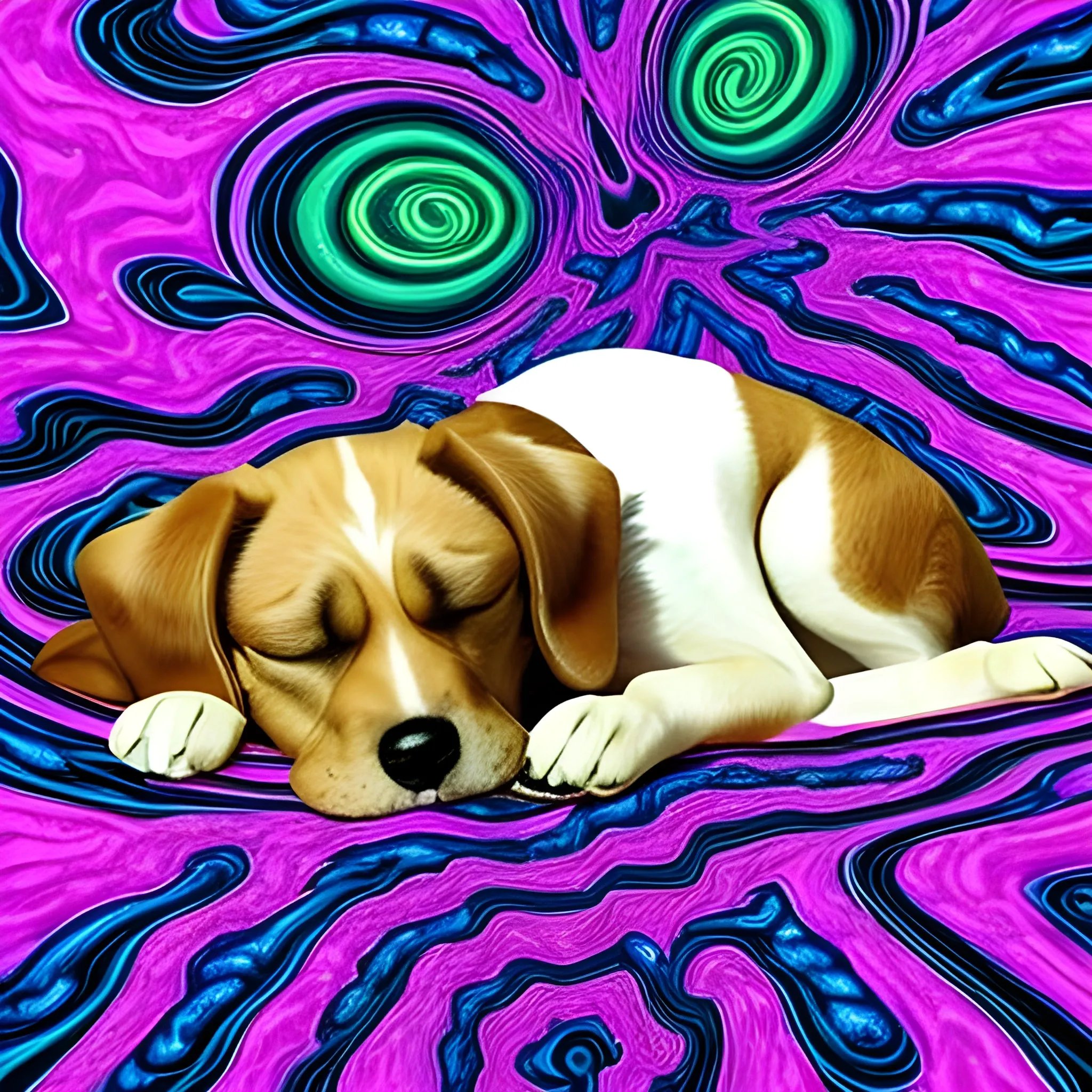 a dog on sleep, Trippy