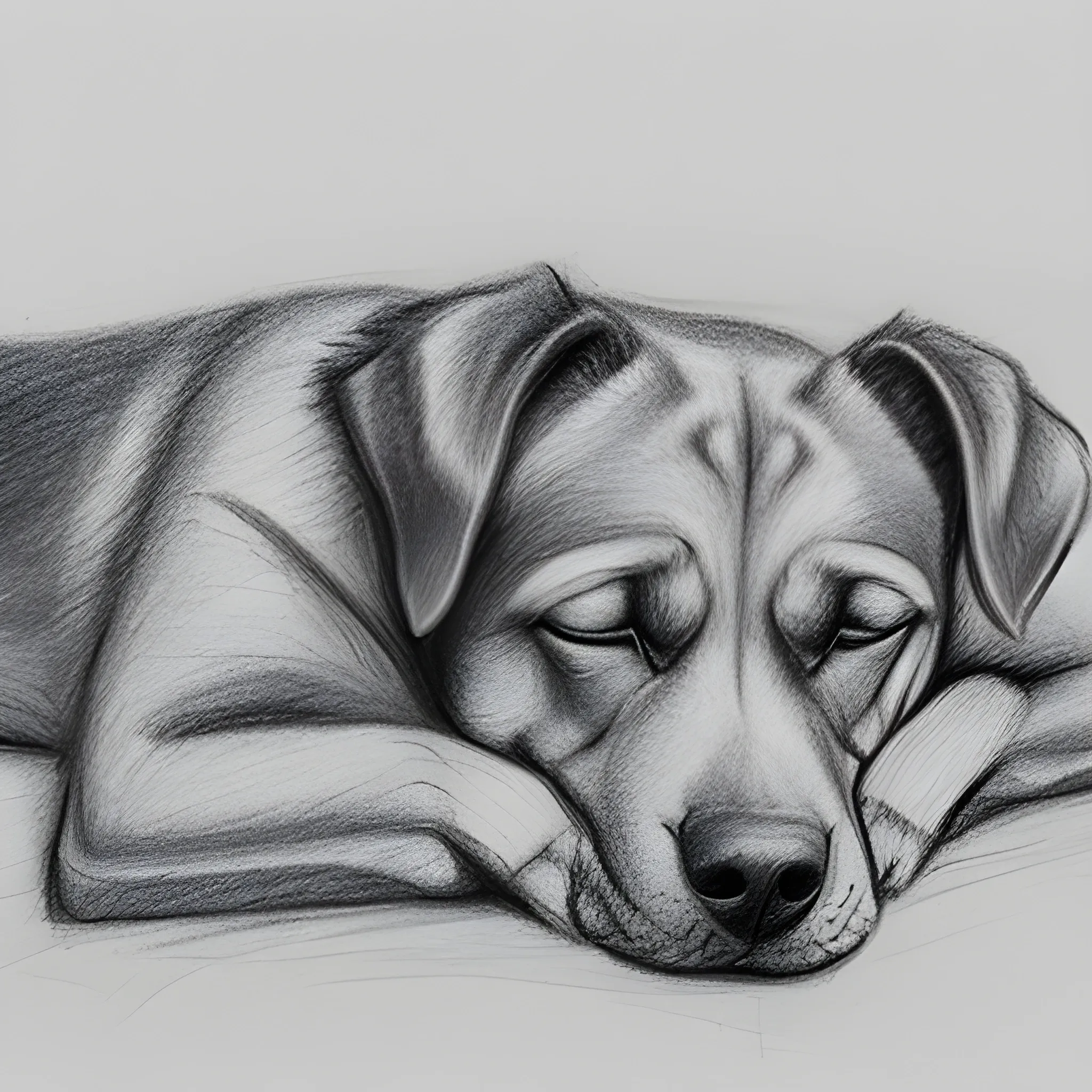 a dog on sleep,  Pencil Sketch