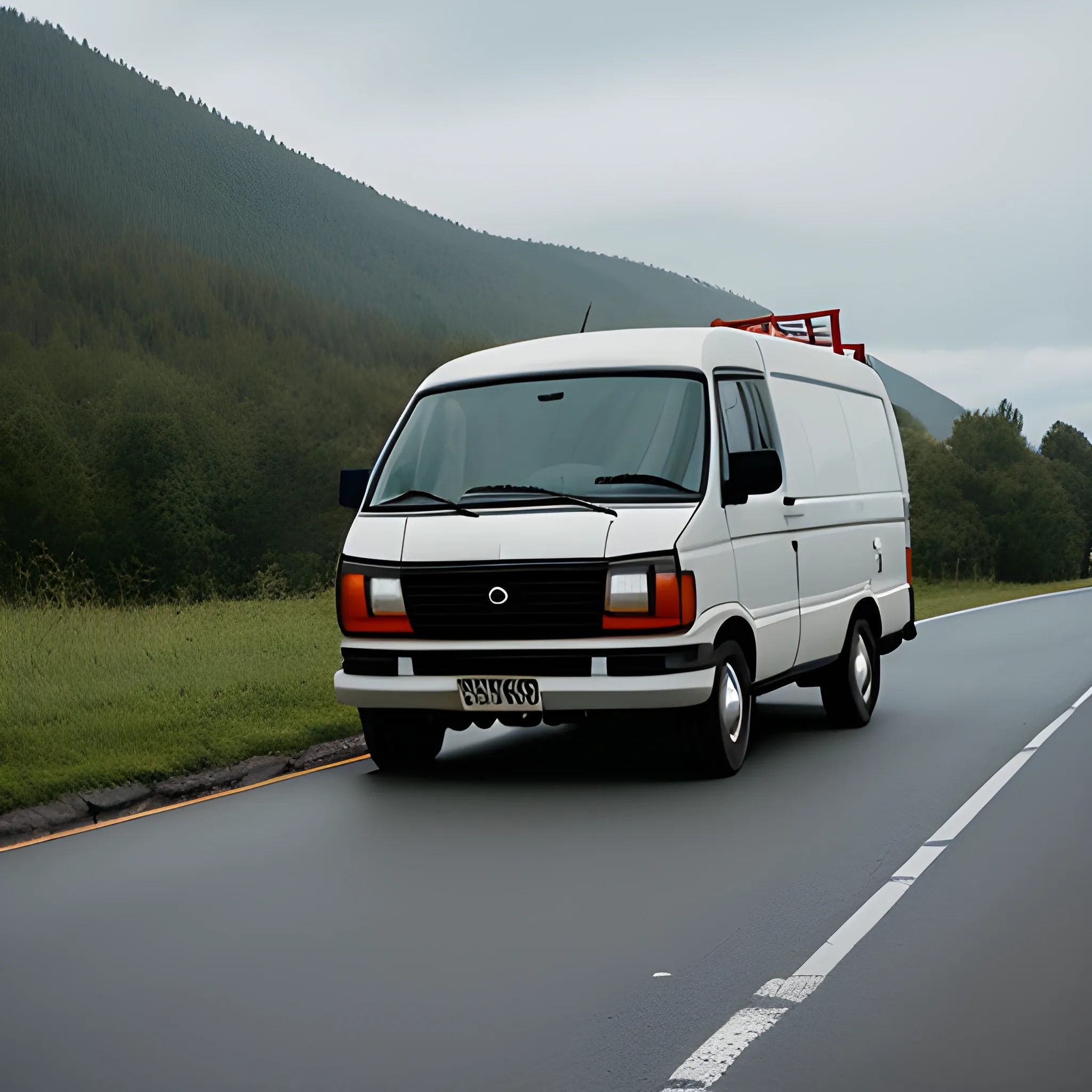 a cow driving a van