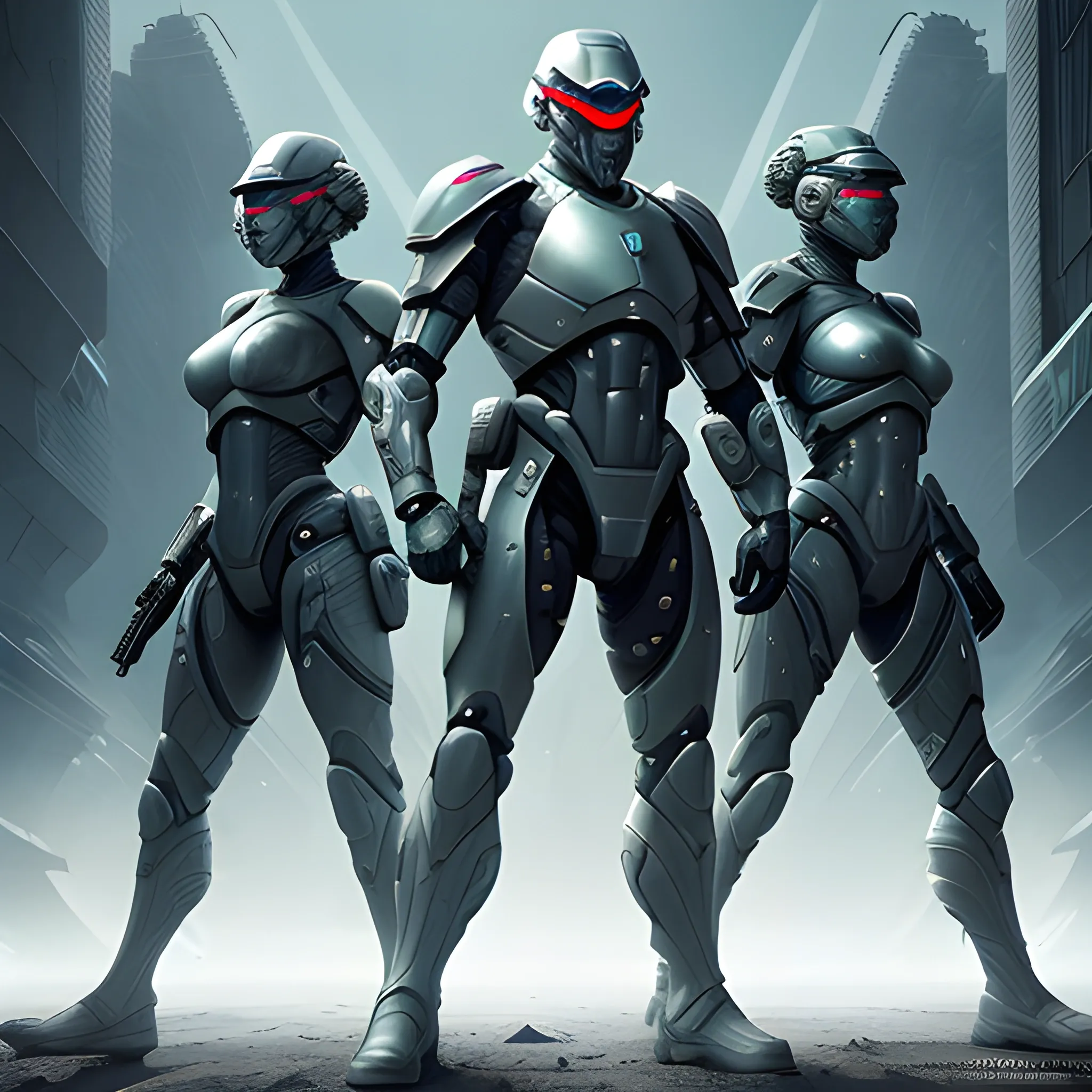 Prompt:  ((futuristic)), ((elite warriors)), ((advanced technology)), in a dystopian future, a formidable group of soldiers emerges as the last line of defense against impending threats. clad in sleek and advanced armor, they stand tall with unwavering determination, ready to face any challenge that comes their way. enhanced with cutting-edge technology, their weapons and gear radiate a futuristic brilliance, reflecting their unparalleled combat prowess. with synchronized movements and tactical precision, they navigate through urban ruins and technologically advanced landscapes, embodying the epitome of elite warriors. this captivating scene captures the essence of a future where courage and innovation converge to shape the destiny of humanity. on eye level, scenic, masterpiece., best quality, high quality, highres, high resolution fix

Negative Prompt:  Poorly defined features, lack of futuristic elements, unrealistic proportions, awkward posing, flat coloring, lack of attention to detail, blurry, grainy, unnatural lighting, uninspiring background, amateurish execution, lack of advanced technology, unconvincing expression, unimpressive portrayal of the group of soldiers and their futuristic presence in a dystopian future., By bad artist -neg, nsfw
