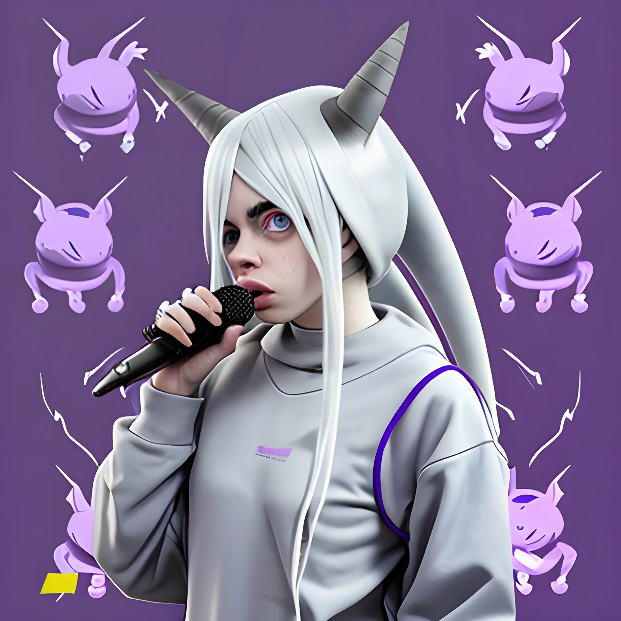 billie eilish with a Mewtwo build