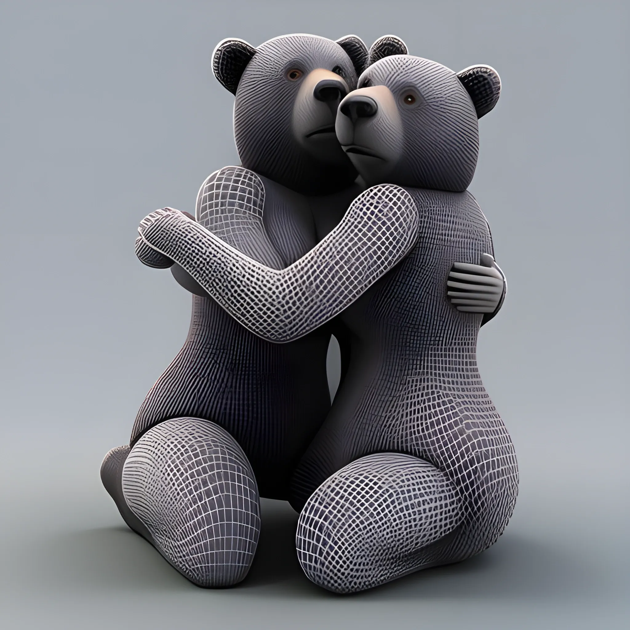 Two Girls bear hug, tight hug, 3D, 3D