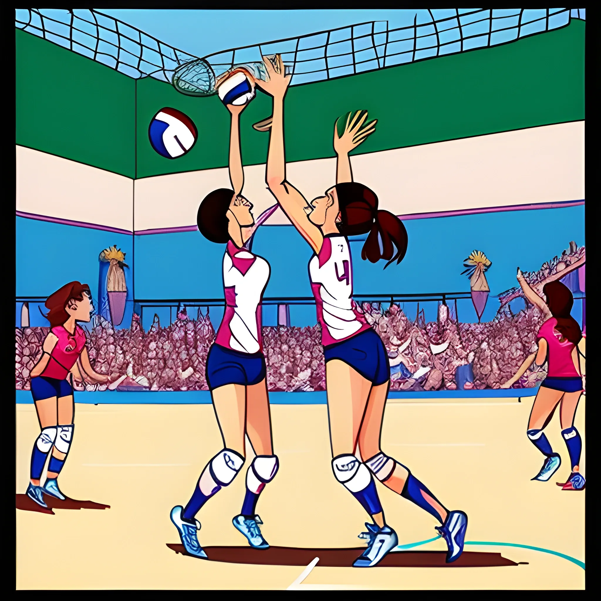 Partido de voleibol de mujeres ecchi, Cartoon