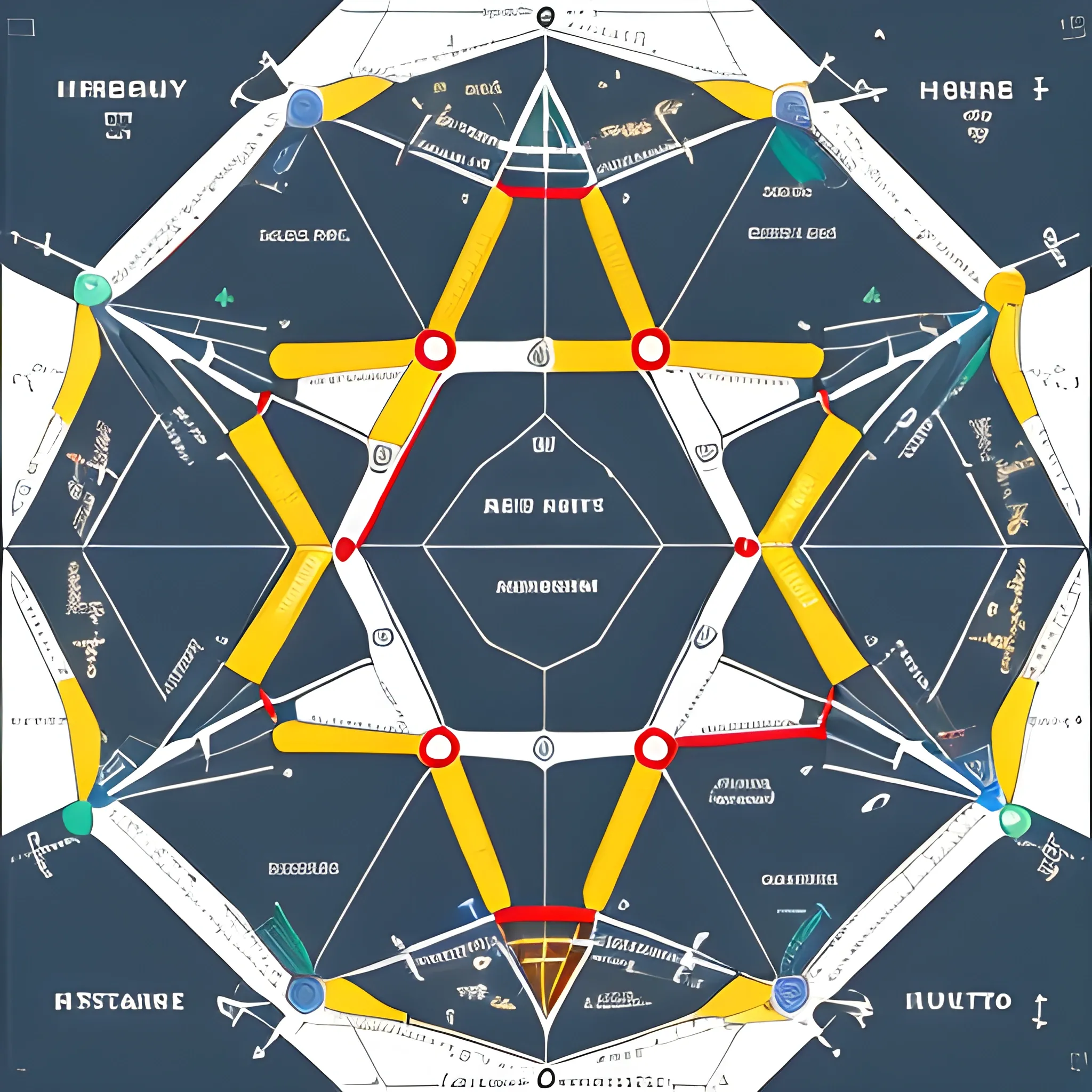 On the military map, there are six hubs, with connections between each hub. These connections could be bridges or roads, and together they form a hexagon. Please draw such a diagram.