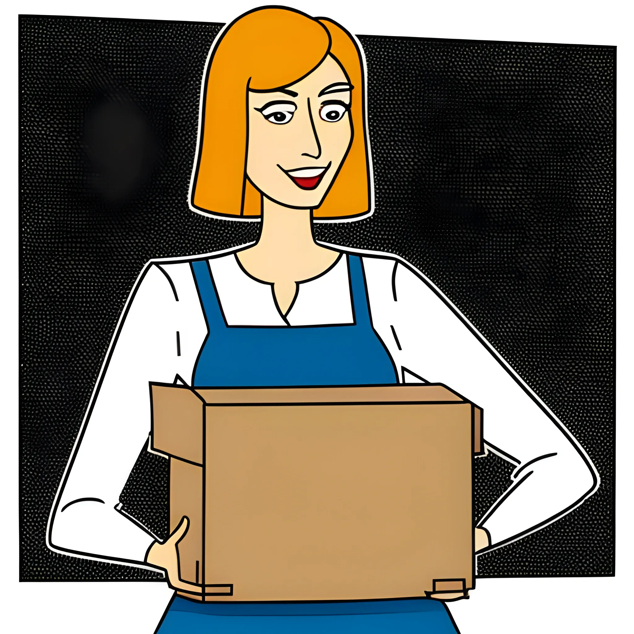 girl holds the box, Cartoon