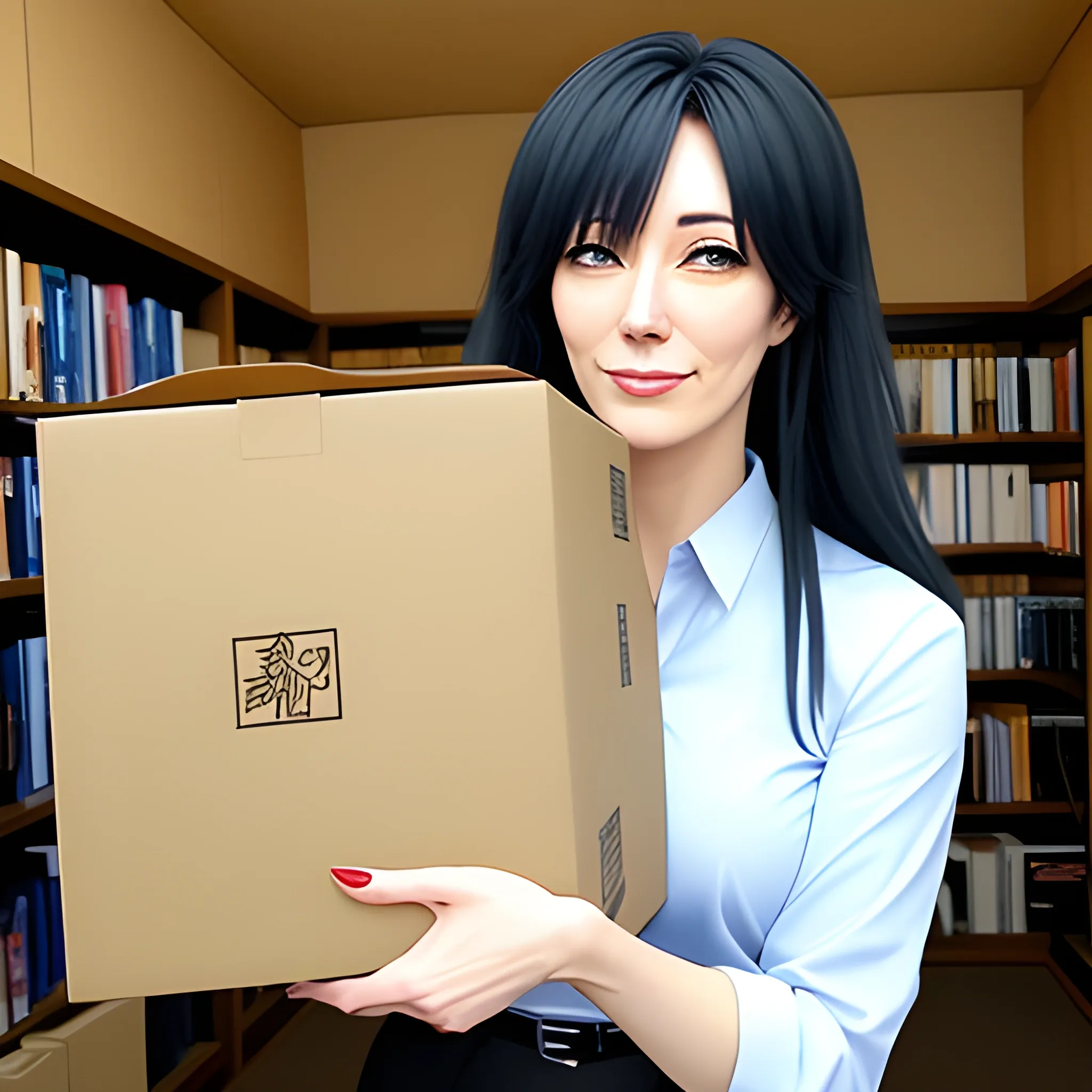 girl holds the box, anime