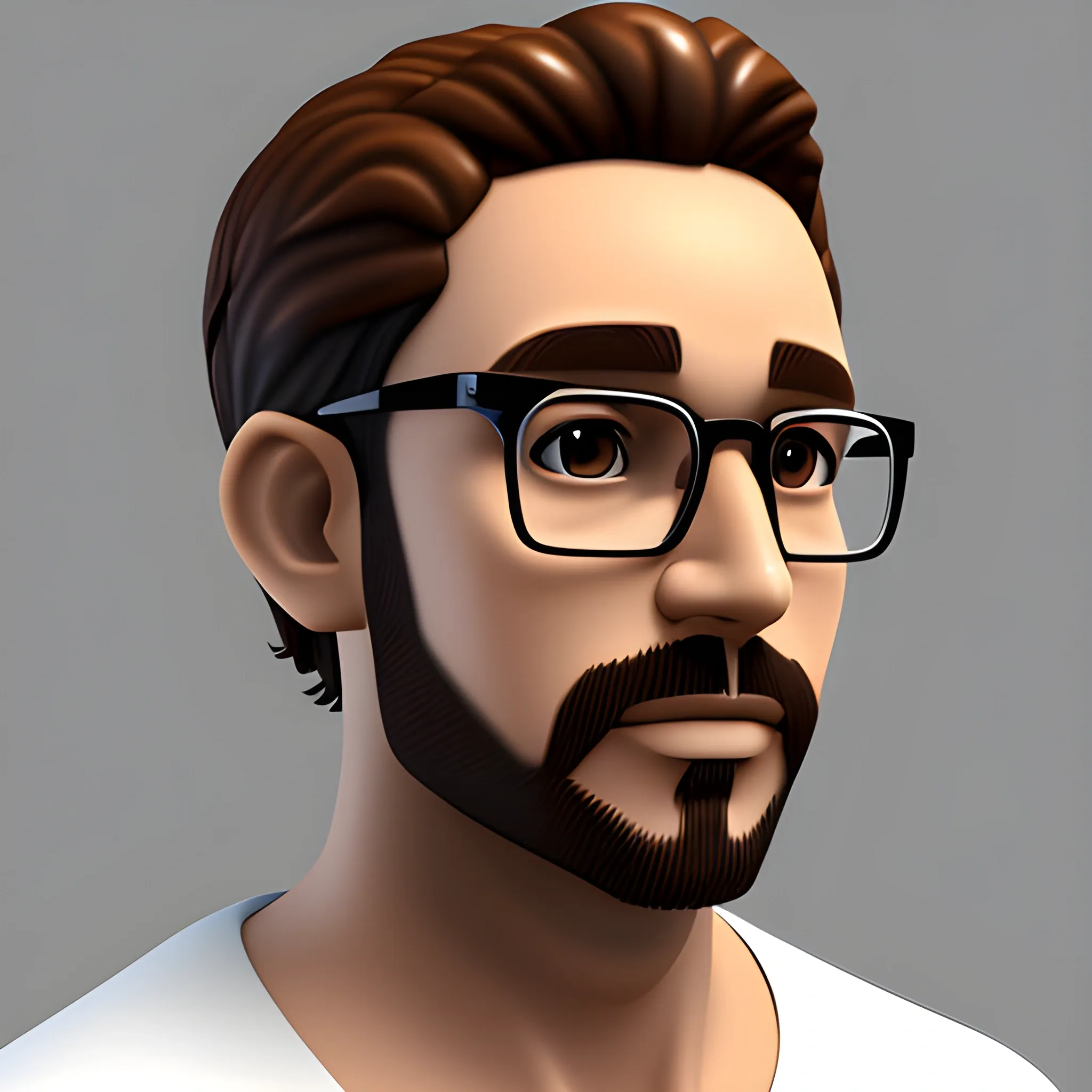 a brown short hair man with glasses , 3D in a sprite format