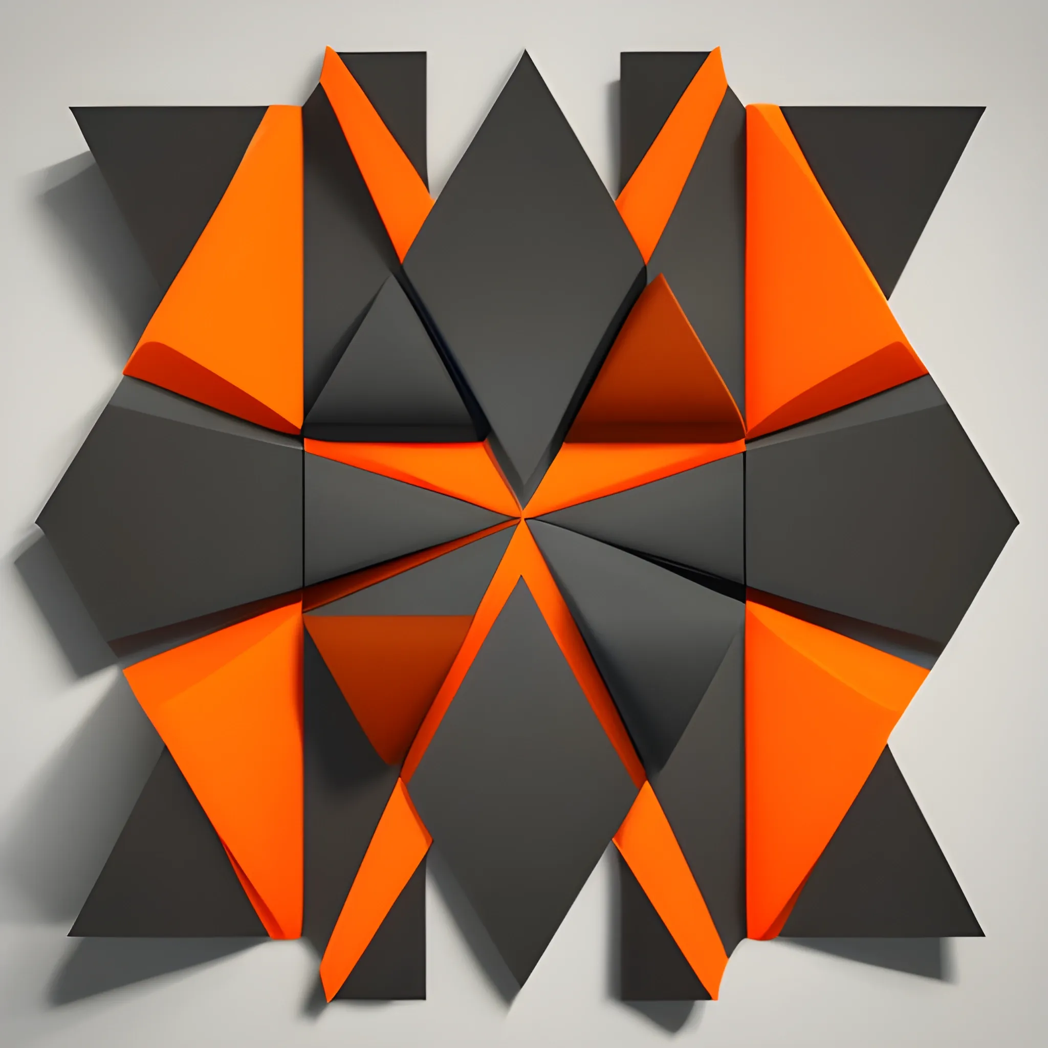 3d background with triangle like shapes, main colors must be black and orange and some variants, high resolution, vertical mode, 3D