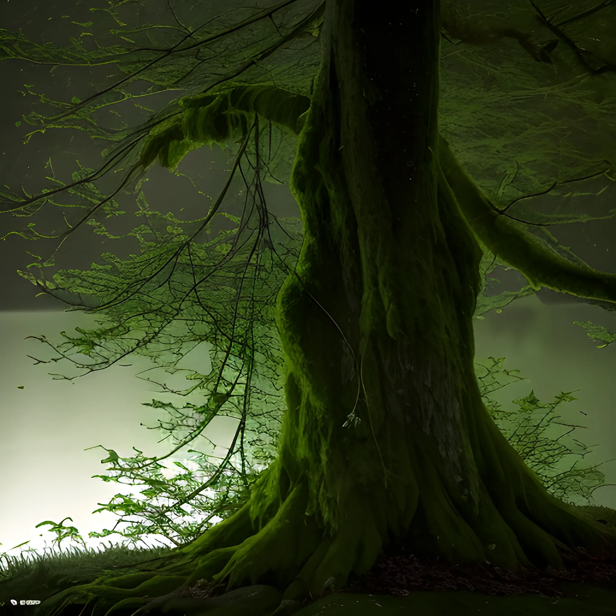 The dark night was barely kept at bay by a weak light, dimly illuminating the lower boughs of a red maple. A few tufts of ghost moss hung from the limbs, pale green in the wan light.