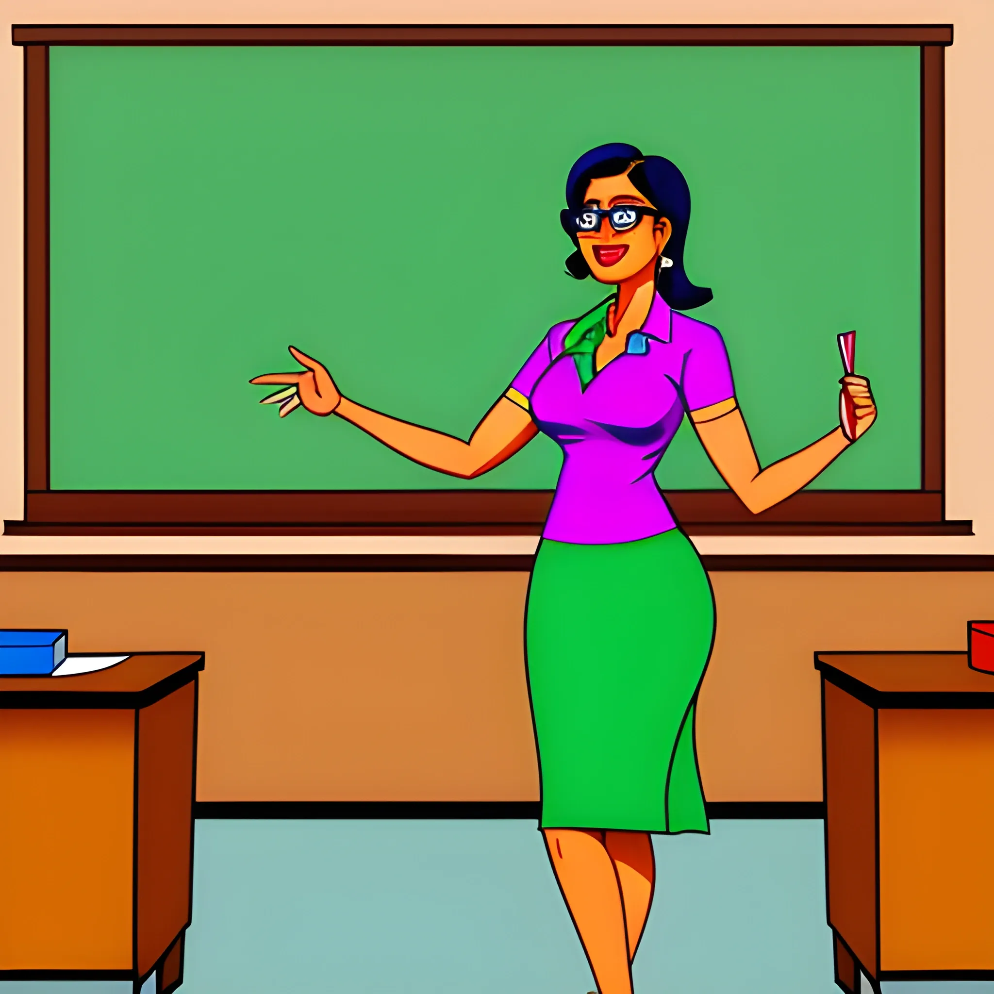 cartoon of a teacher teaching in classroom, ultra HD pic 4k, Indian kids, Indian teacher