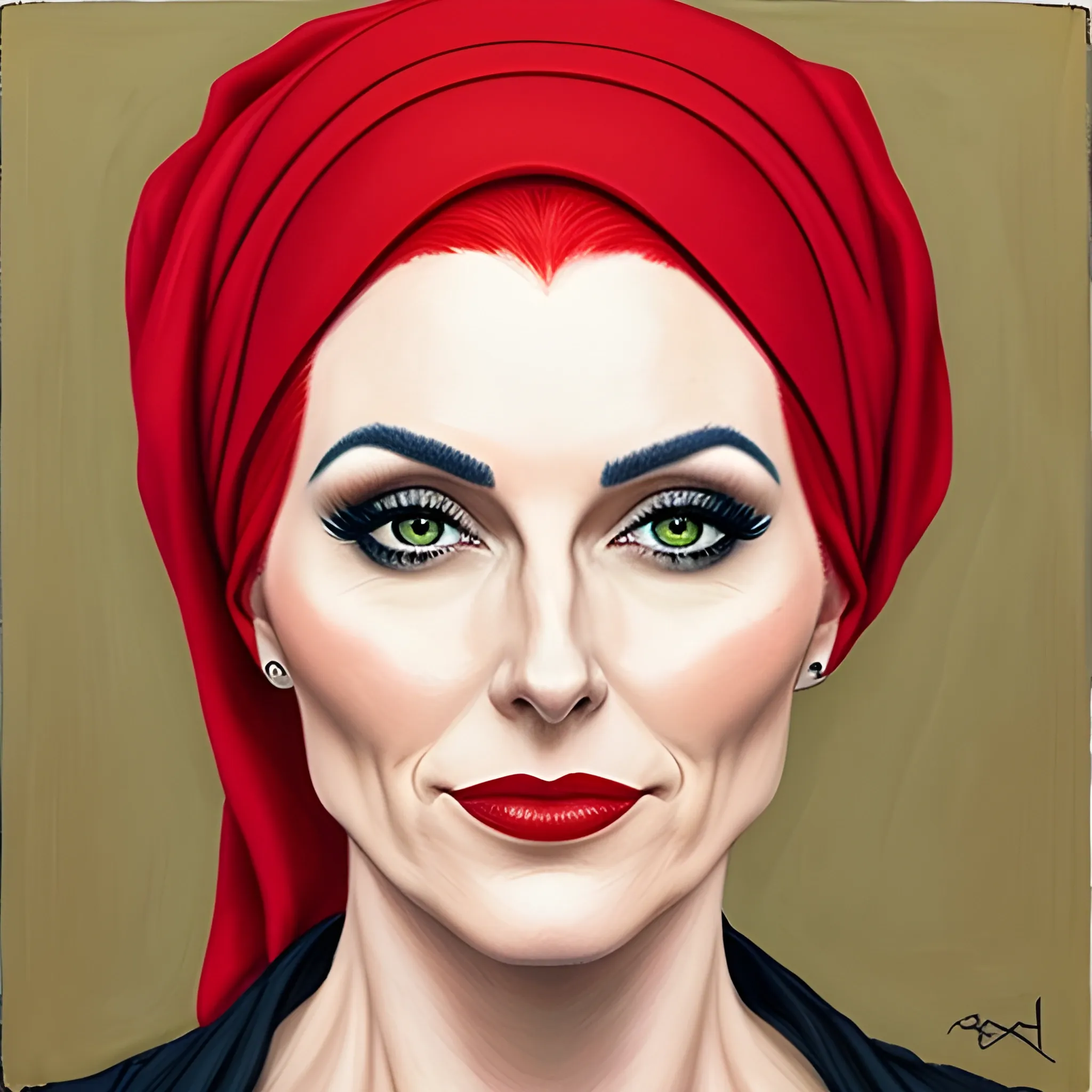 Portrait of girl with red headscarf, masterpiece