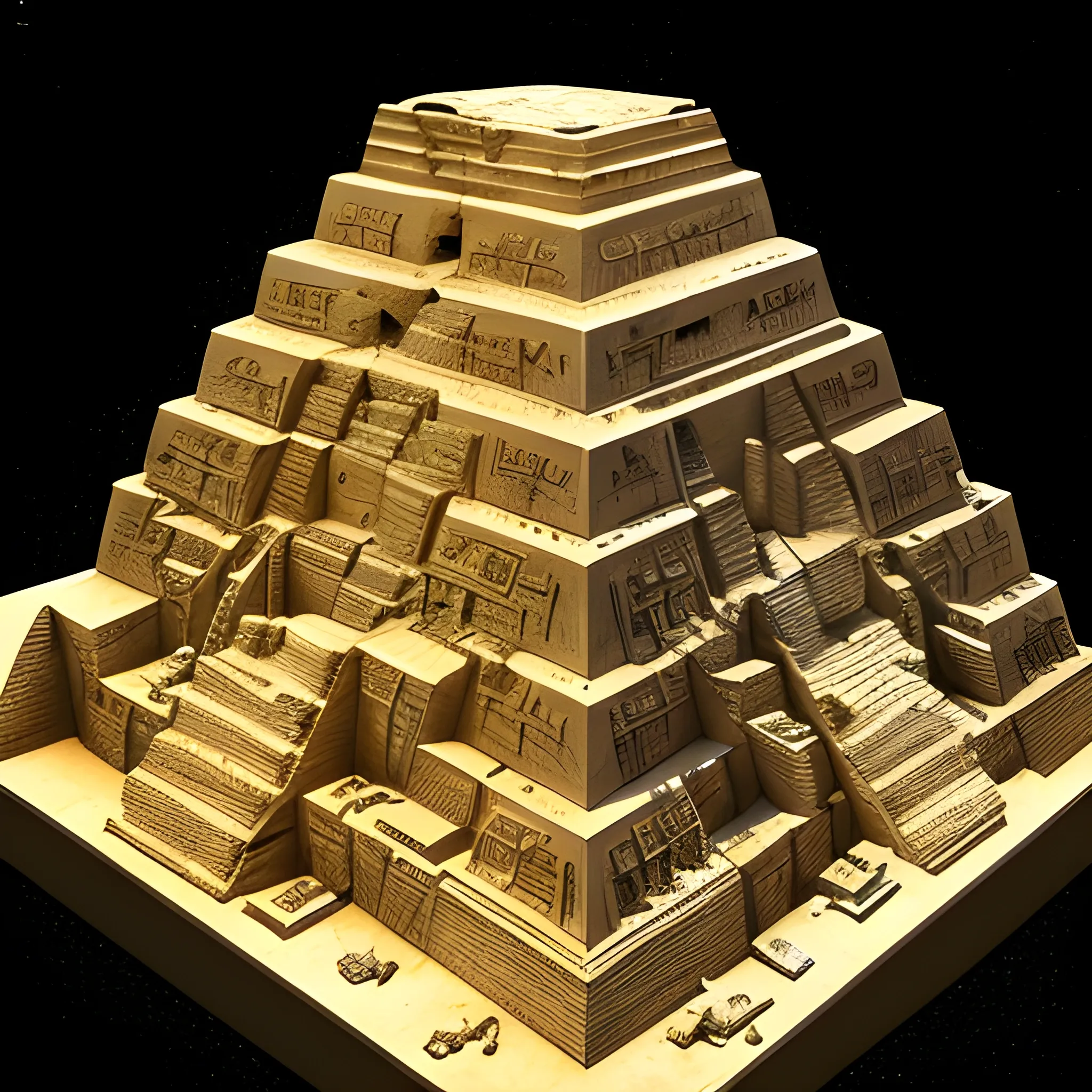 A cutaway image of an ancient Egyptian pyramid, Secret chambers and tunnels, 8k photo