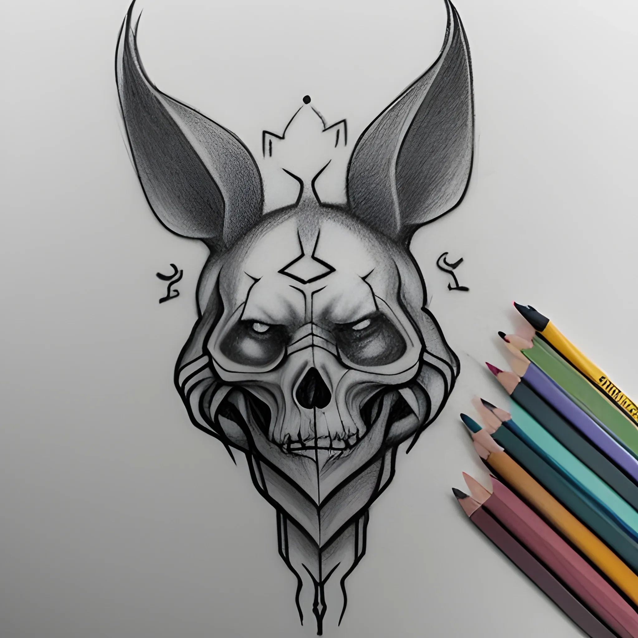 Crea una imagen tipo tatuaje con el símbolo del karma, odio, traición, Pencil Sketch