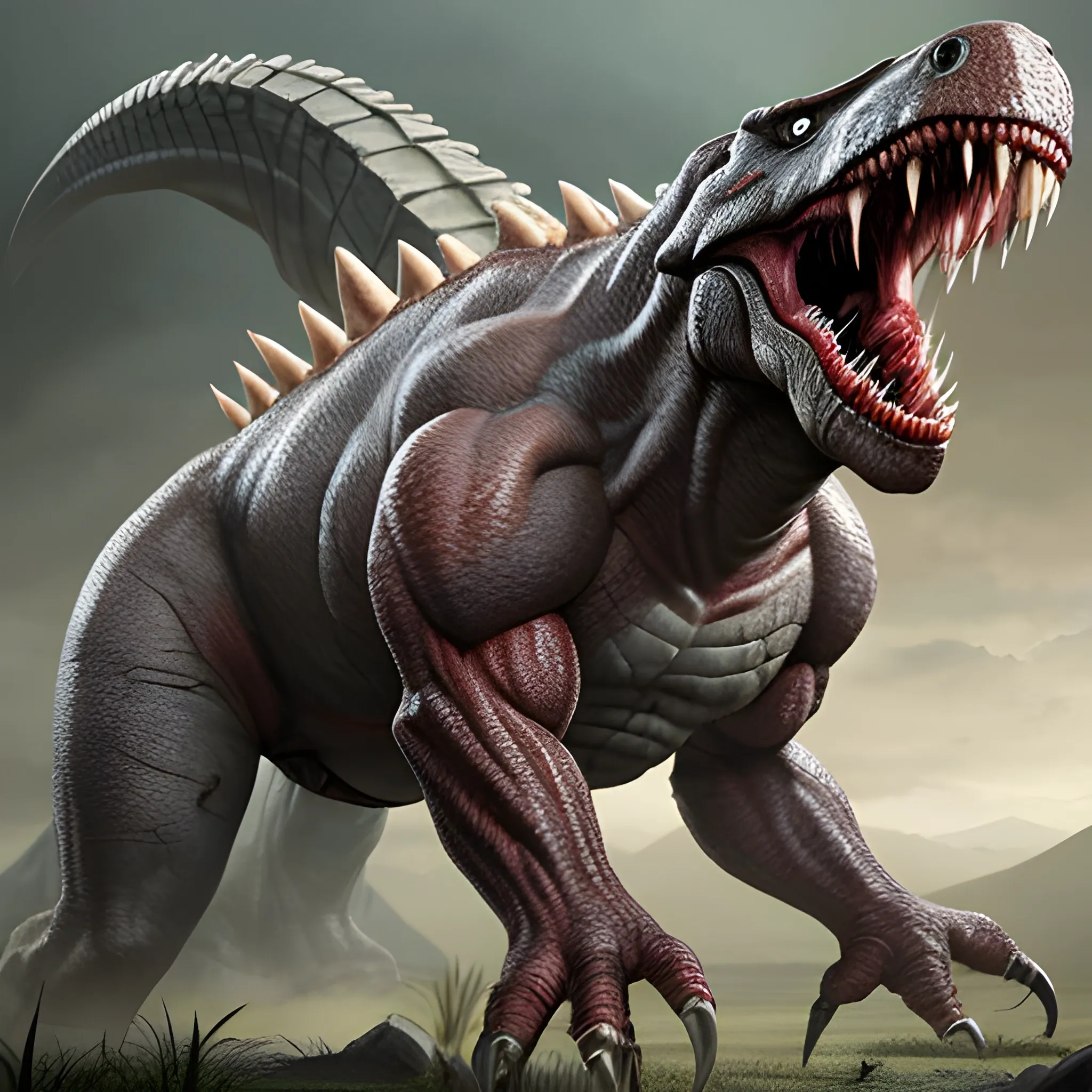 Create a prehistoric predator mutant that never existed in nature.

