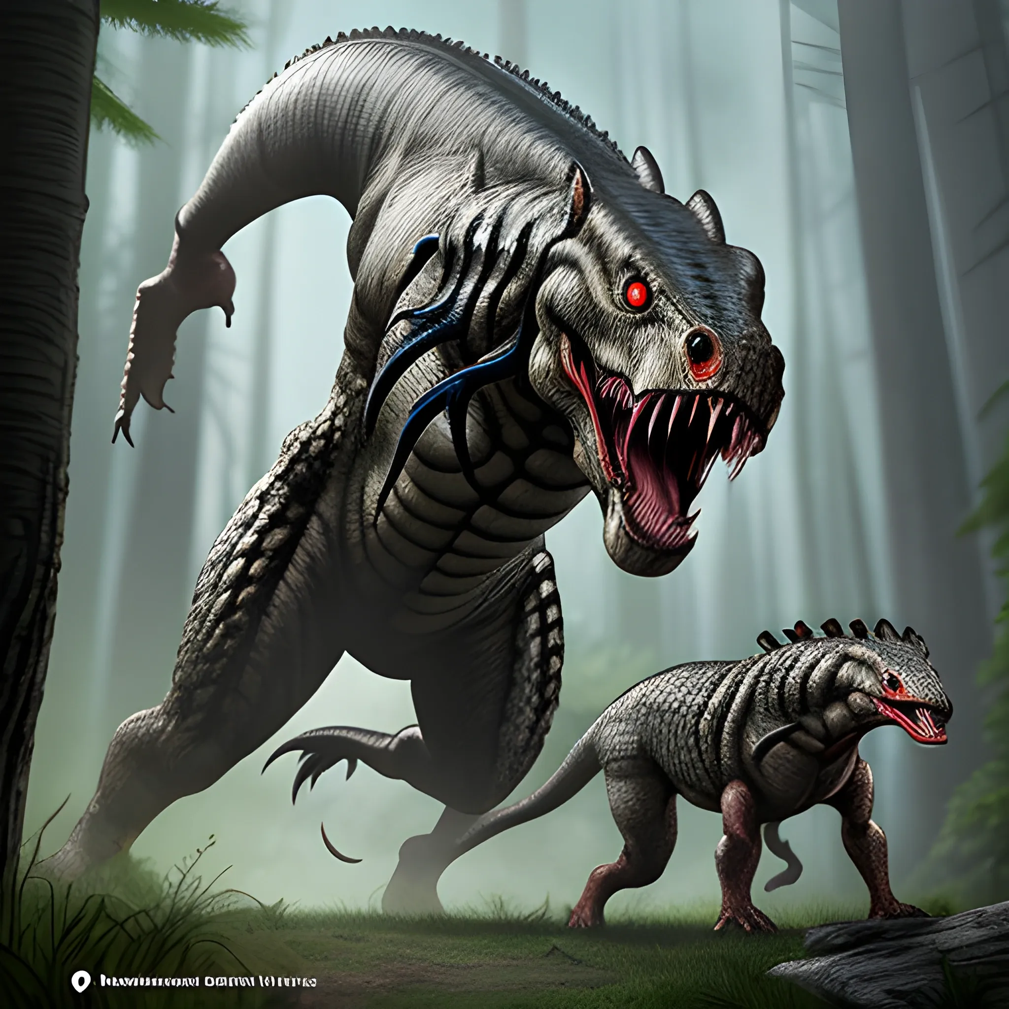 Create a prehistoric predator mutant that never existed in nature.

