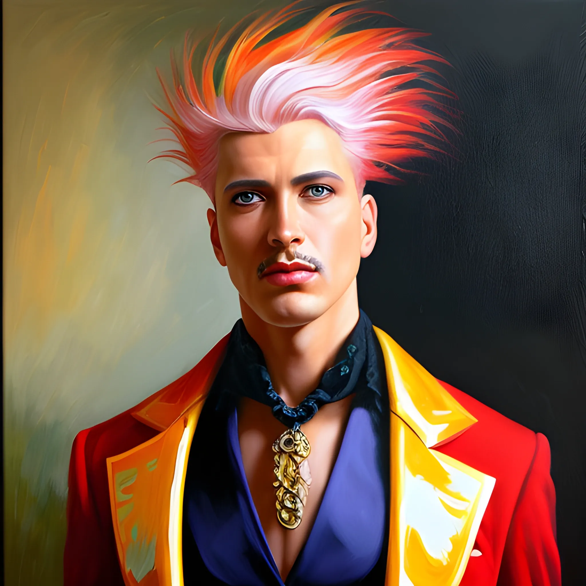 flamboyant and dramatic man with mastery of artistic magic, Oil Painting