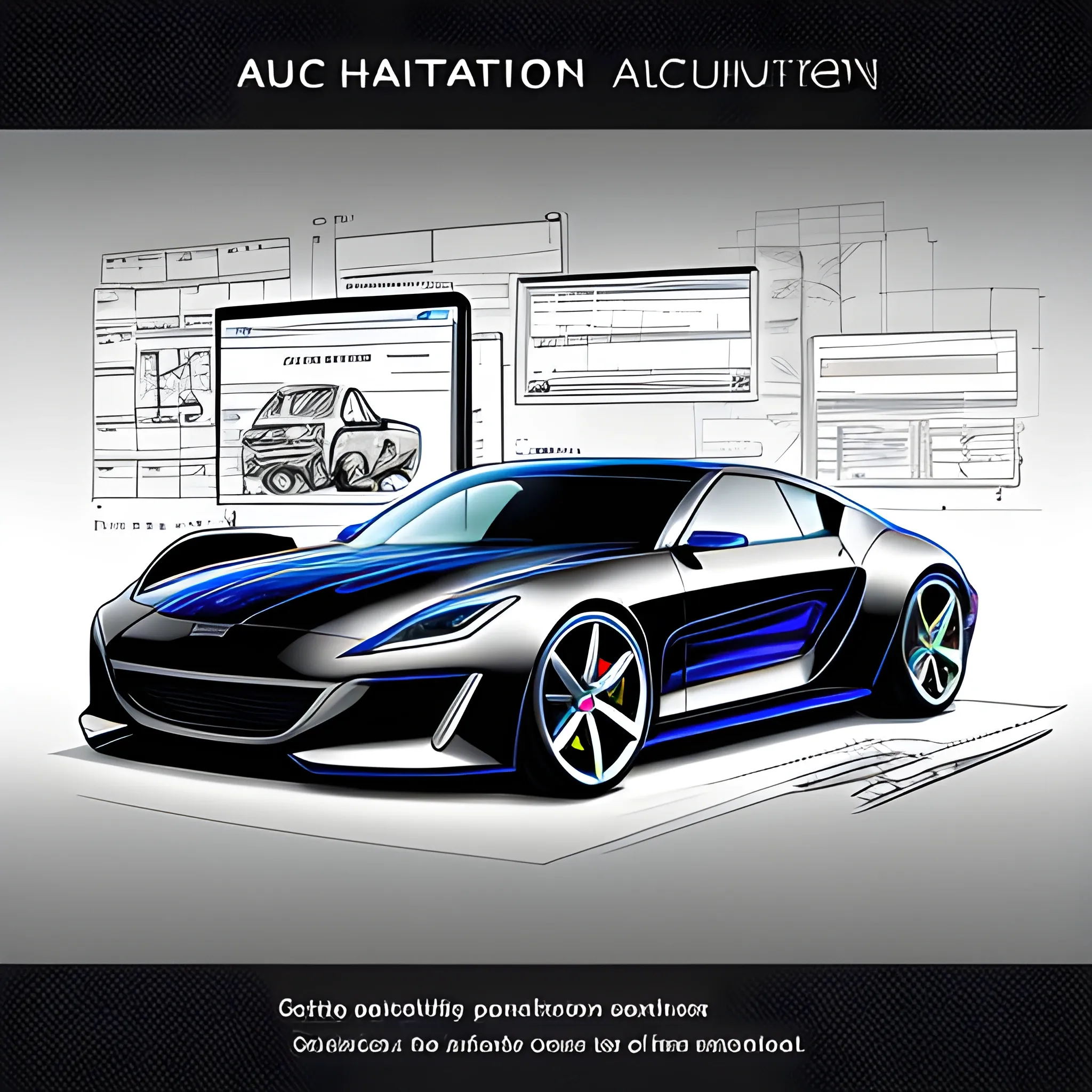 Design a sleek splash screen for Automation 4 - Premier Edition, a premium business software for the automotive industry. exclusive and modern, incorporate subtle automotive elements,  Trippy, Pencil Sketch