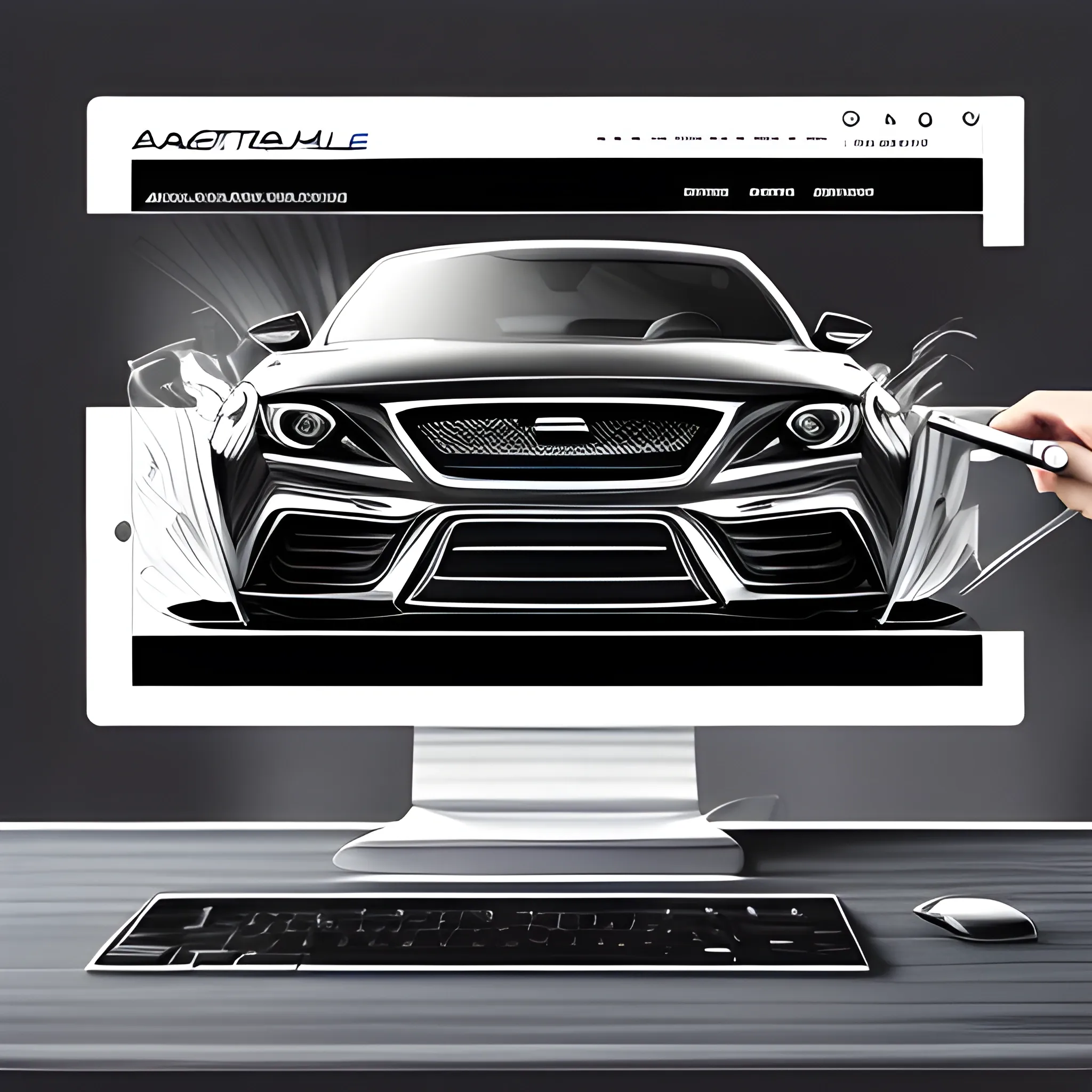 Design a sleek splash screen for Automation 4 - Premier Edition, a premium business software for the automotive industry. exclusive and modern, incorporate subtle automotive elements,  Trippy, Pencil Sketch