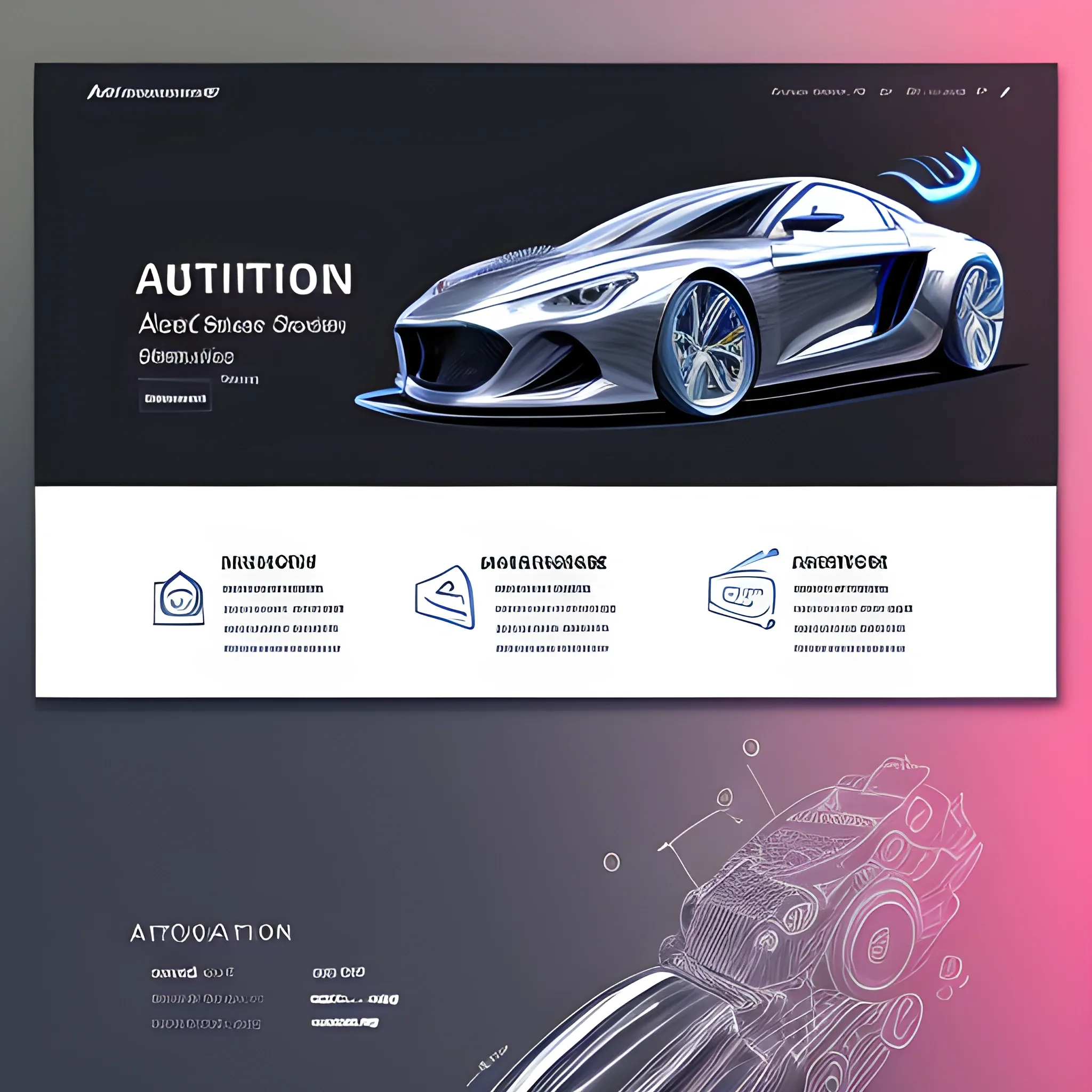 Design a sleek splash screen for Automation 4 - Premier Edition, a premium business software for the automotive industry. exclusive and modern, incorporate subtle automotive elements,  Trippy, Pencil Sketch, , 3D