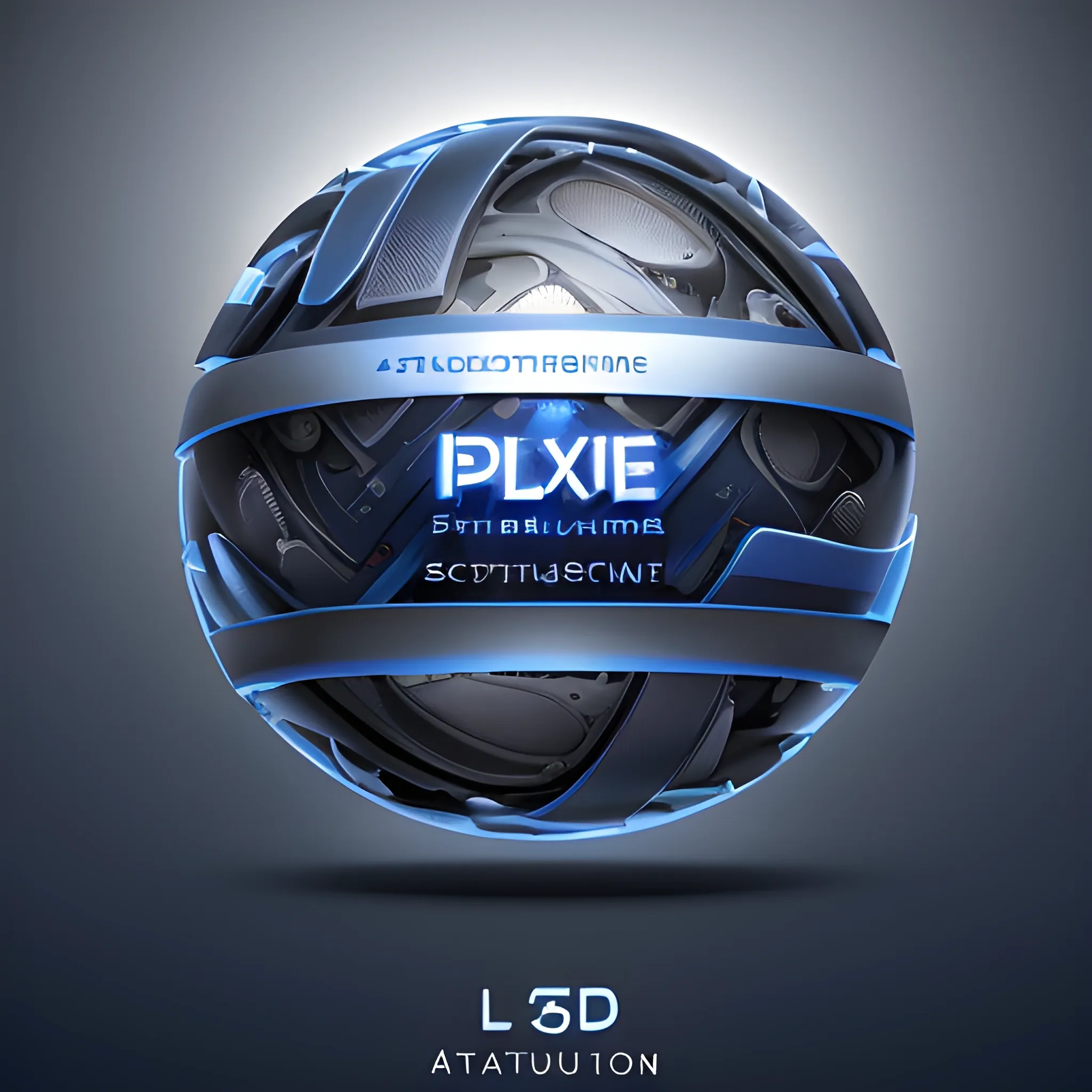 A premium splash screen for Automation 4 - Premier Edition, designed with a dark blue and silver color scheme, incorporating subtle textures that resemble carbon fiber, the company’s sphere logo prominently featured with a 3D effect, creating a dynamic and engaging visual experience, Artwork, 3D rendering using Blender with realistic lighting and shadows, Trippy, Pencil Sketch