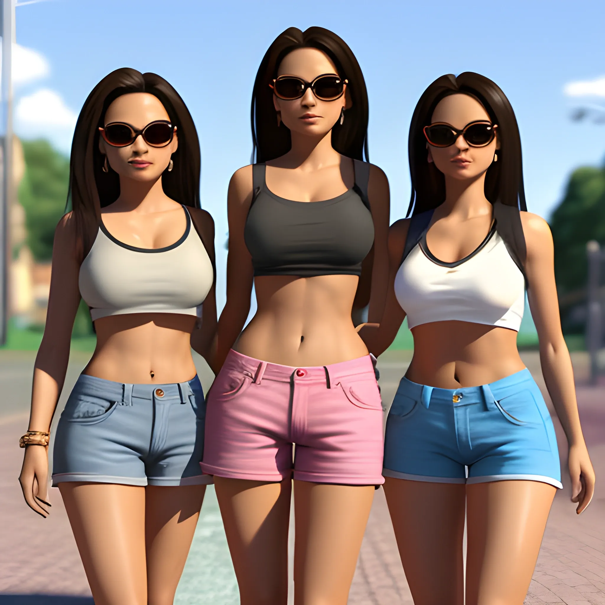 Latinas in shorts, 3D