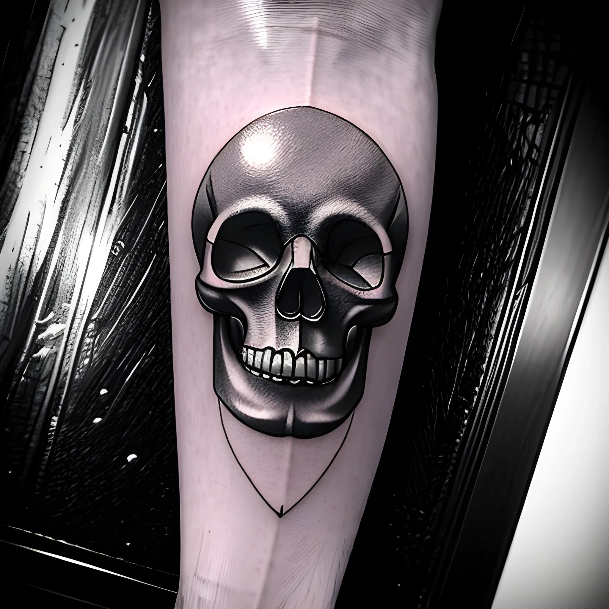 tattoo of a bell with a skull
