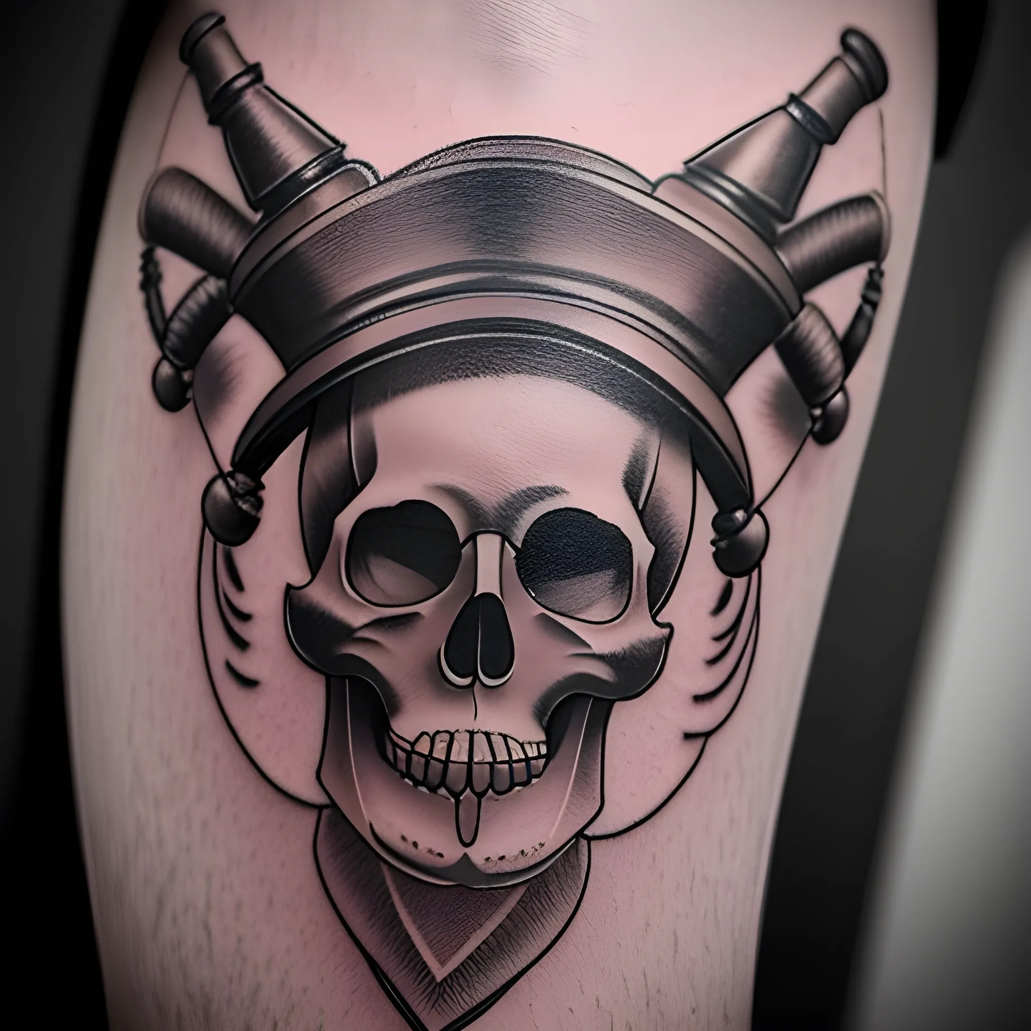 tattoo of a bell with a skull
