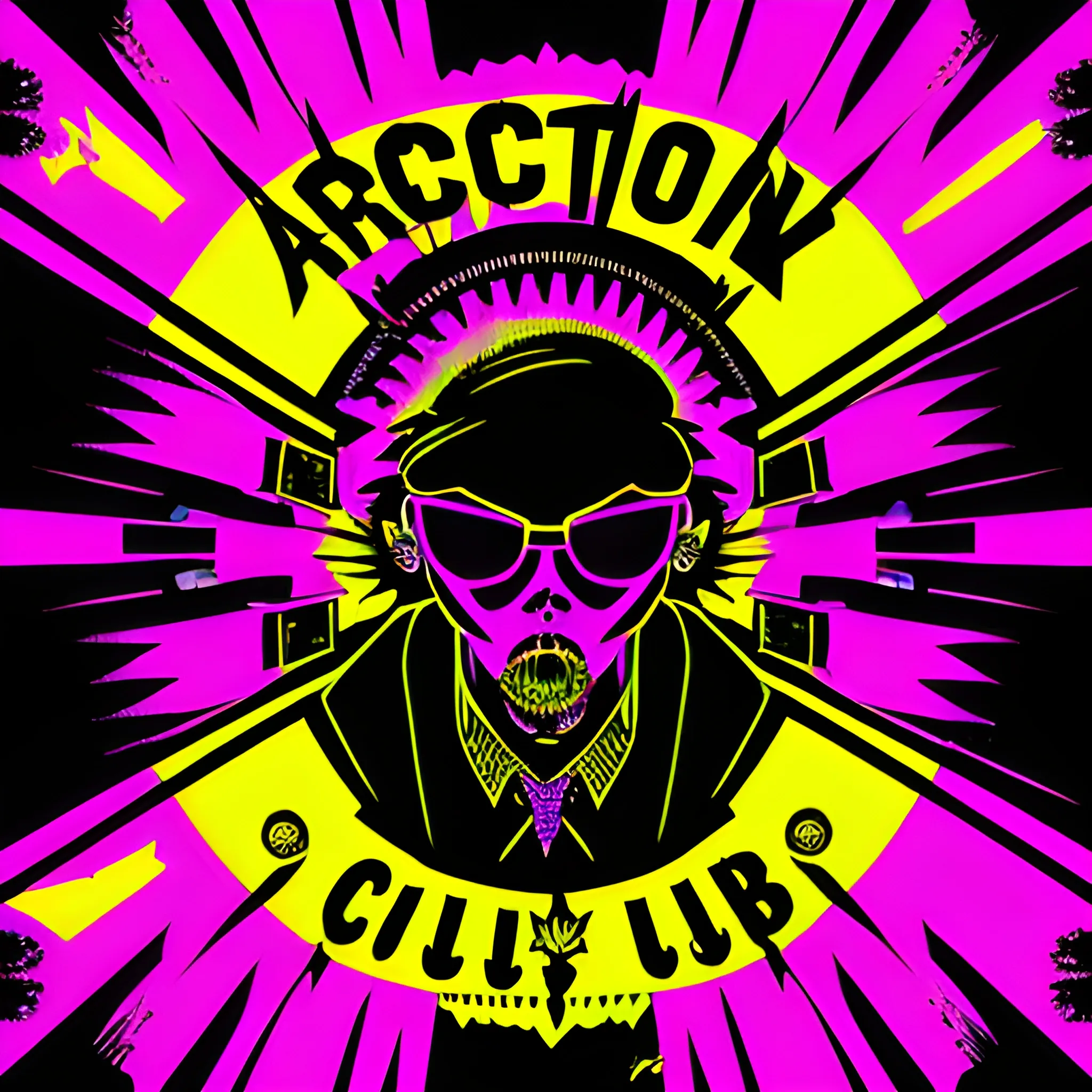 A poster for a punk-style club. Abstraction., Trippy