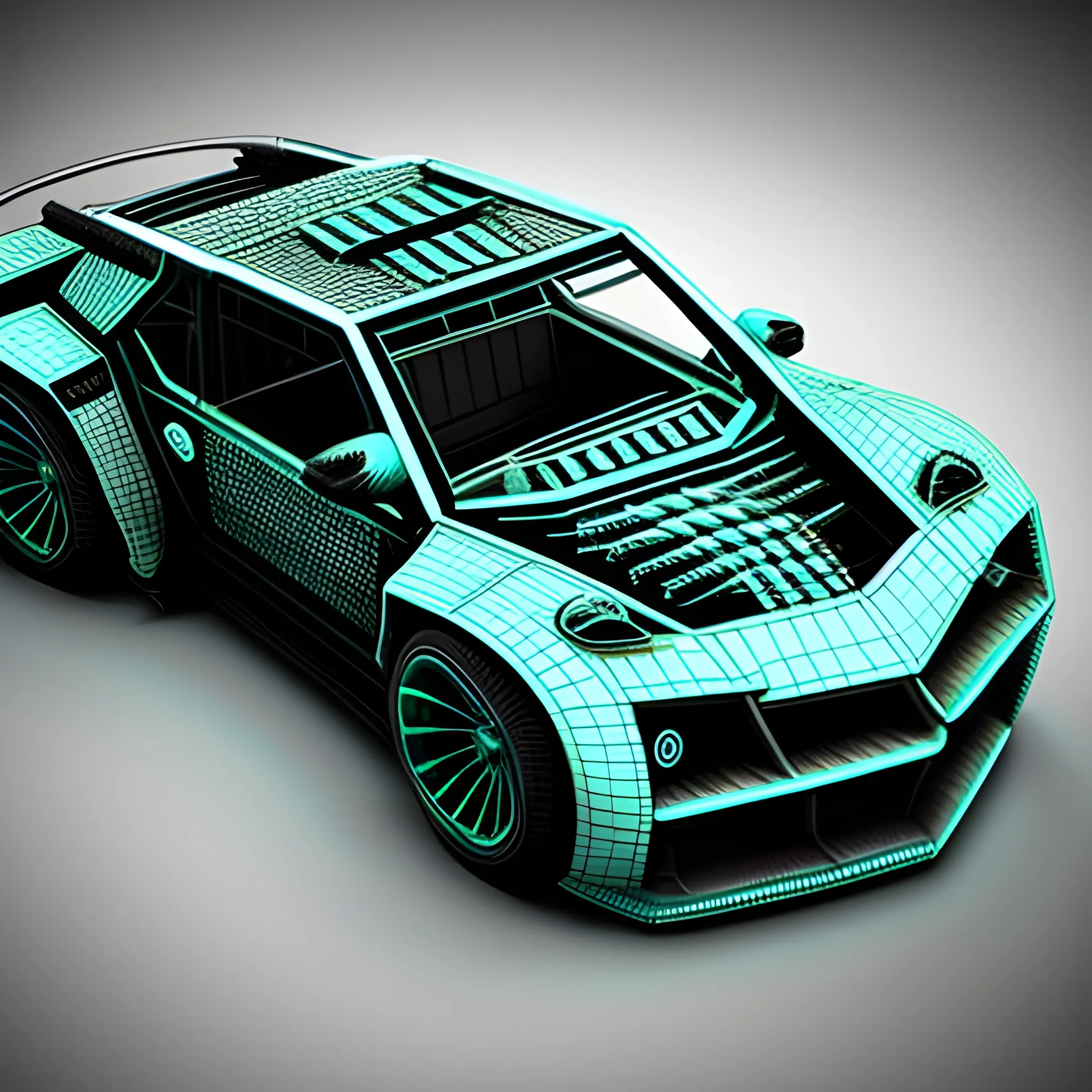 3D, carro estilo cyberpunk