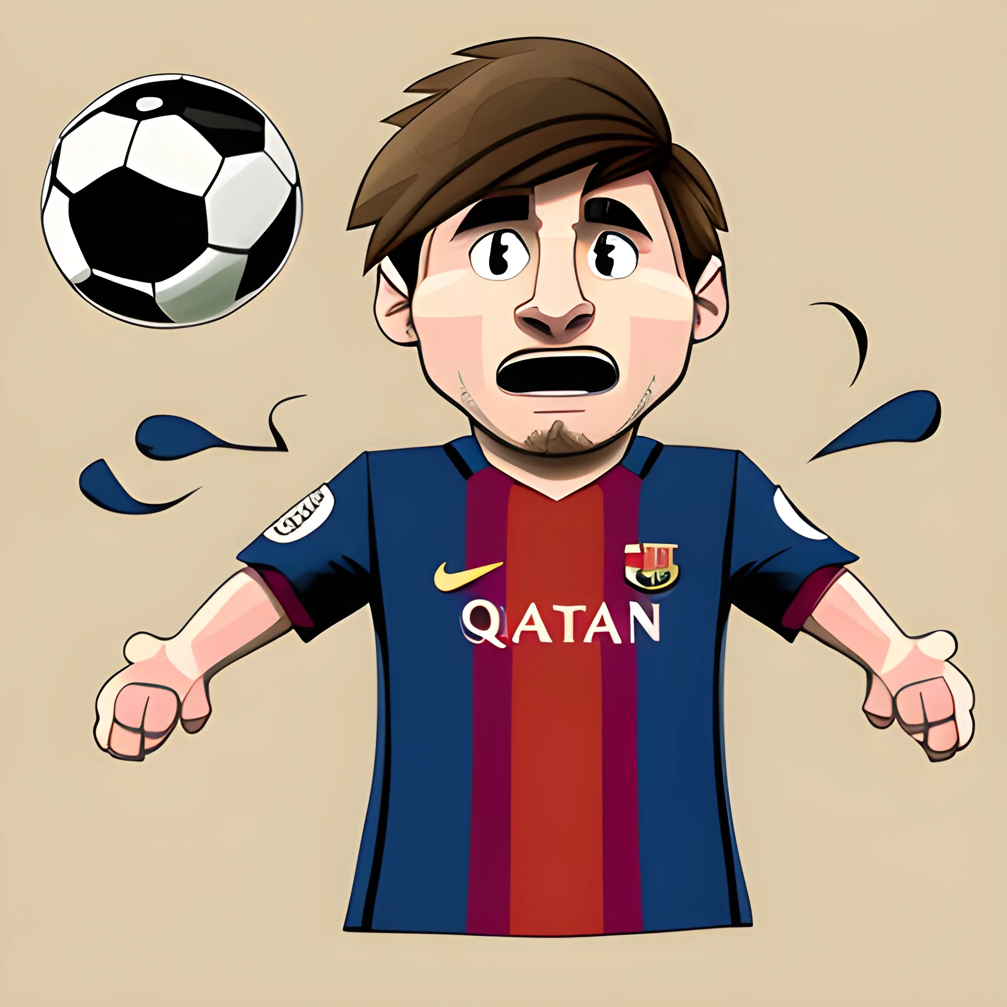 Character, soccer ballon, Messi face. Toon style, Cartoon