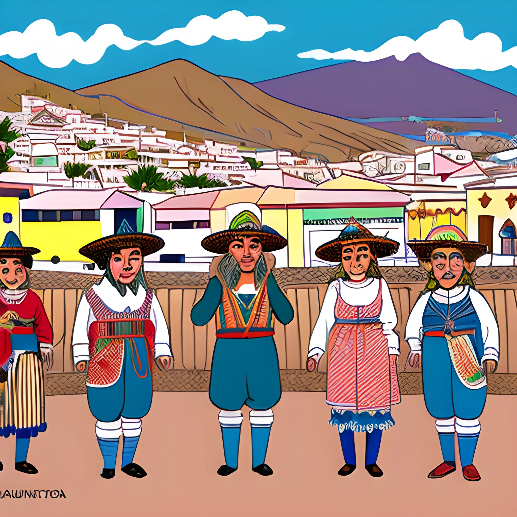 the tipical people of la orotava, 
, Cartoon