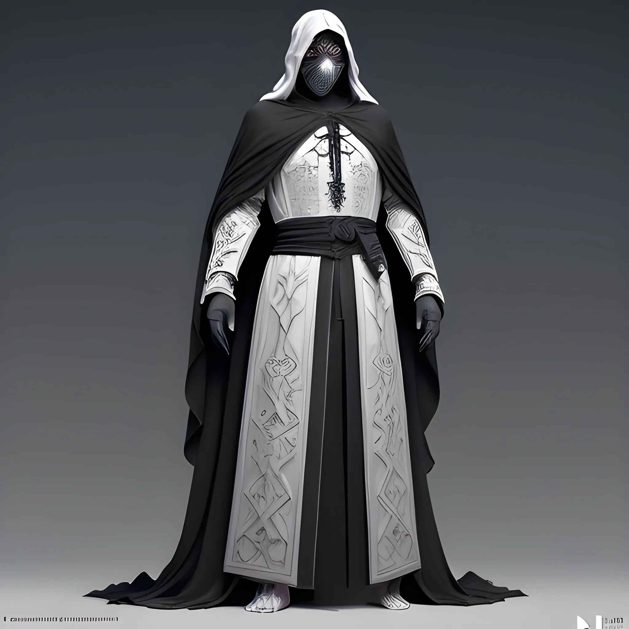 necromancer, black robe, layered robed, faceless white mask, full body view, 8k, high resolution, high quality, photorealistic, hyperrealistic, detailed, detailed matte painting, deep color, fantastical, intricate detail, splash screen, white secondary colors, fantasy concept art, 8k resolution trending on Artstation Unreal Engine 5

