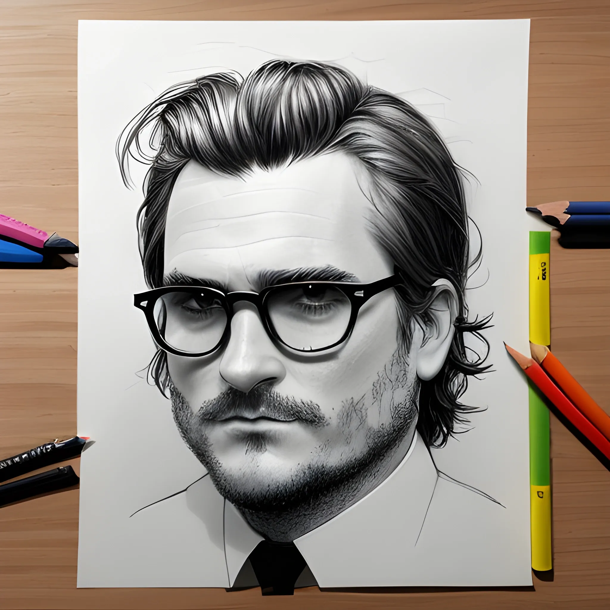 Créame una imagen del guasón de header Léger pero que se parezca al guasón de Joaquín Phoenix , 3D, Pencil Sketch